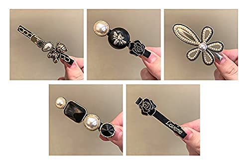 Korean Style Pearl Hairpin - Elegant Marble Alligator Hair Clips for Women & Girls (5-Pack) | Perfect for Weddings, Parties, and Everyday Hairstyles