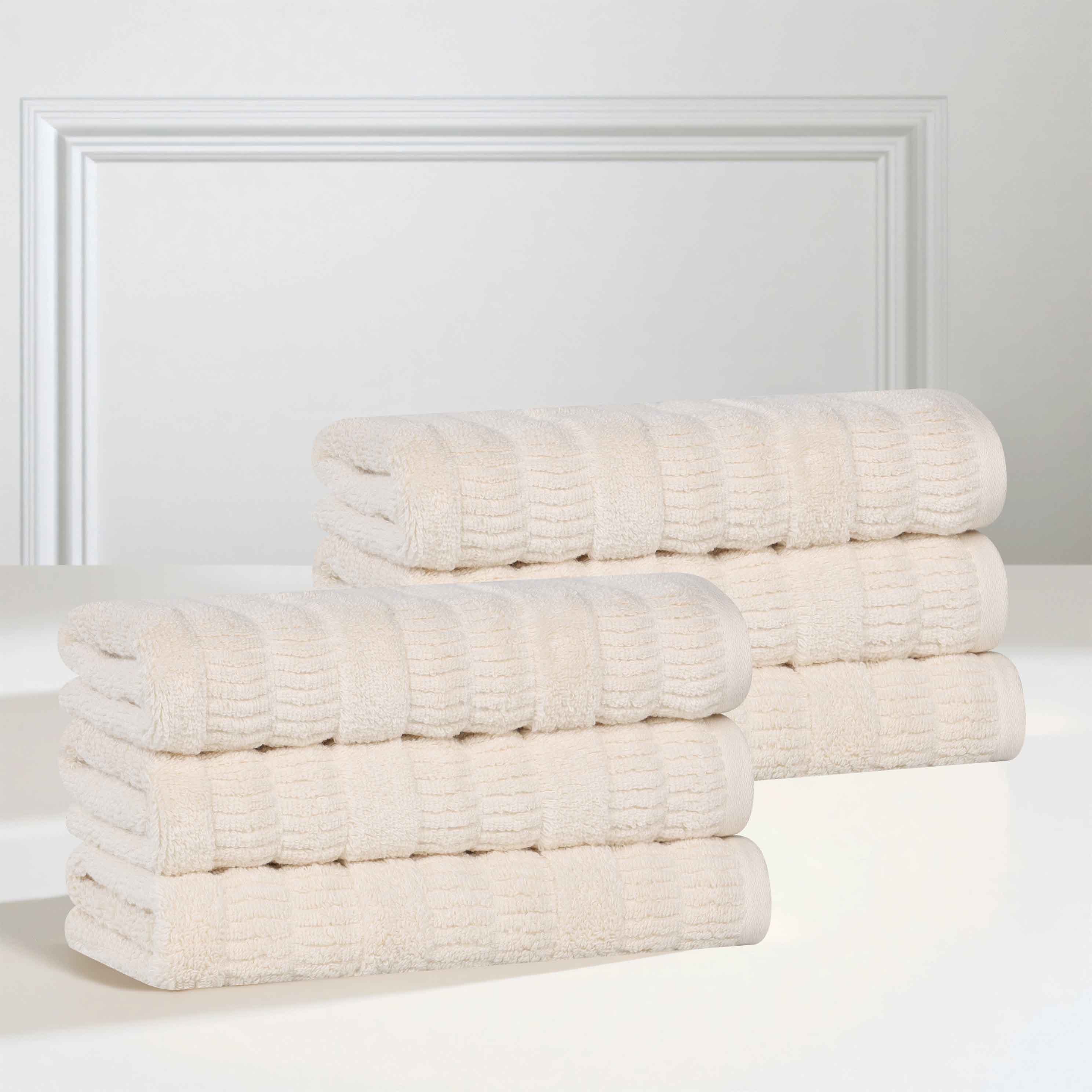 Premium Mika Smart Twist Cotton Solid Hand Towels - Set of 6, Soft & Absorbent Bathroom & Kitchen Towels for Home, Gym, Spa, and Travel Use