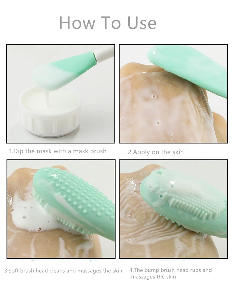 Giffy® Double-Ended Silicone Face Mask Brush - Professional Facial Cleansing & Exfoliating Tool for Clay Masks, Creams & Moisturizers | Soft Bristle Applicator for Skincare & Body Lotion (6.5 Inch) | Perfect for Spa, Home Facial & Self-Care Routine