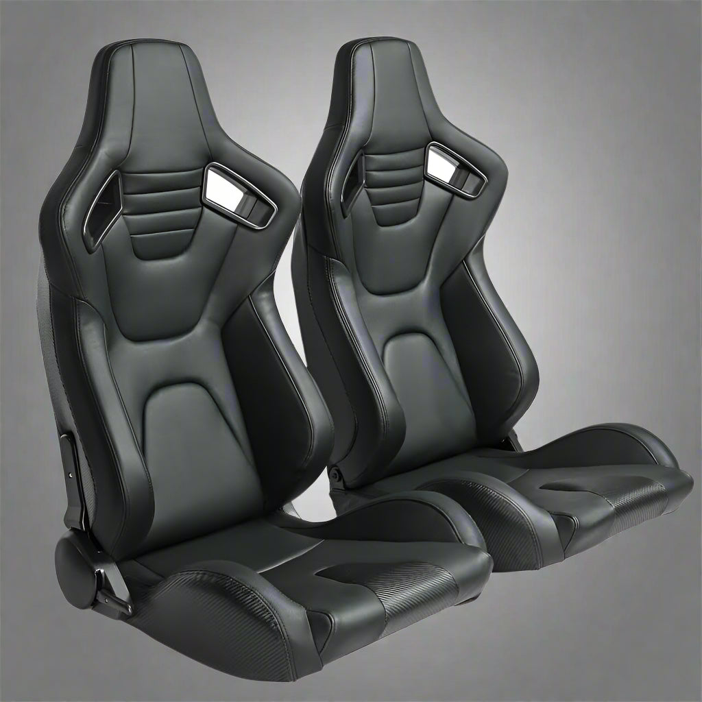 2PCS Universal Adjustable Racing Seats - PVC Leather Bucket Style for Cars & Trucks | High-Performance Sports Car & Off-Road Vehicle Seats | Perfect for Racing, Drifting & Daily Driving
