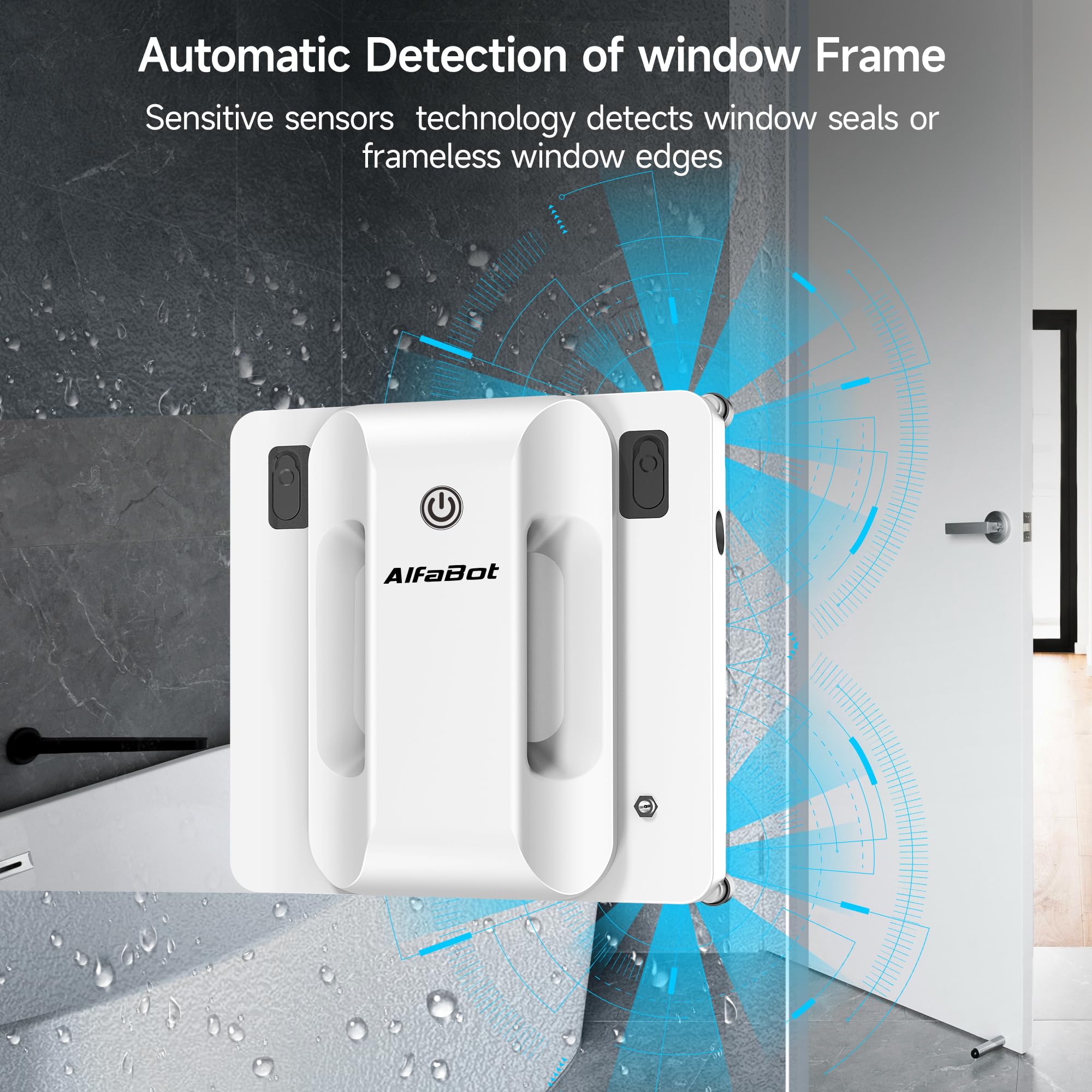 AlfaBot Smart Window Cleaning Robot - 4000PA High Suction, Dual Water Spray System, Anti-Fall & Edge Detection - Ideal for High-Rise Windows, Glass Tiles & Large Glass Surfaces - Perfect for Home, Office & Commercial Window Cleaning