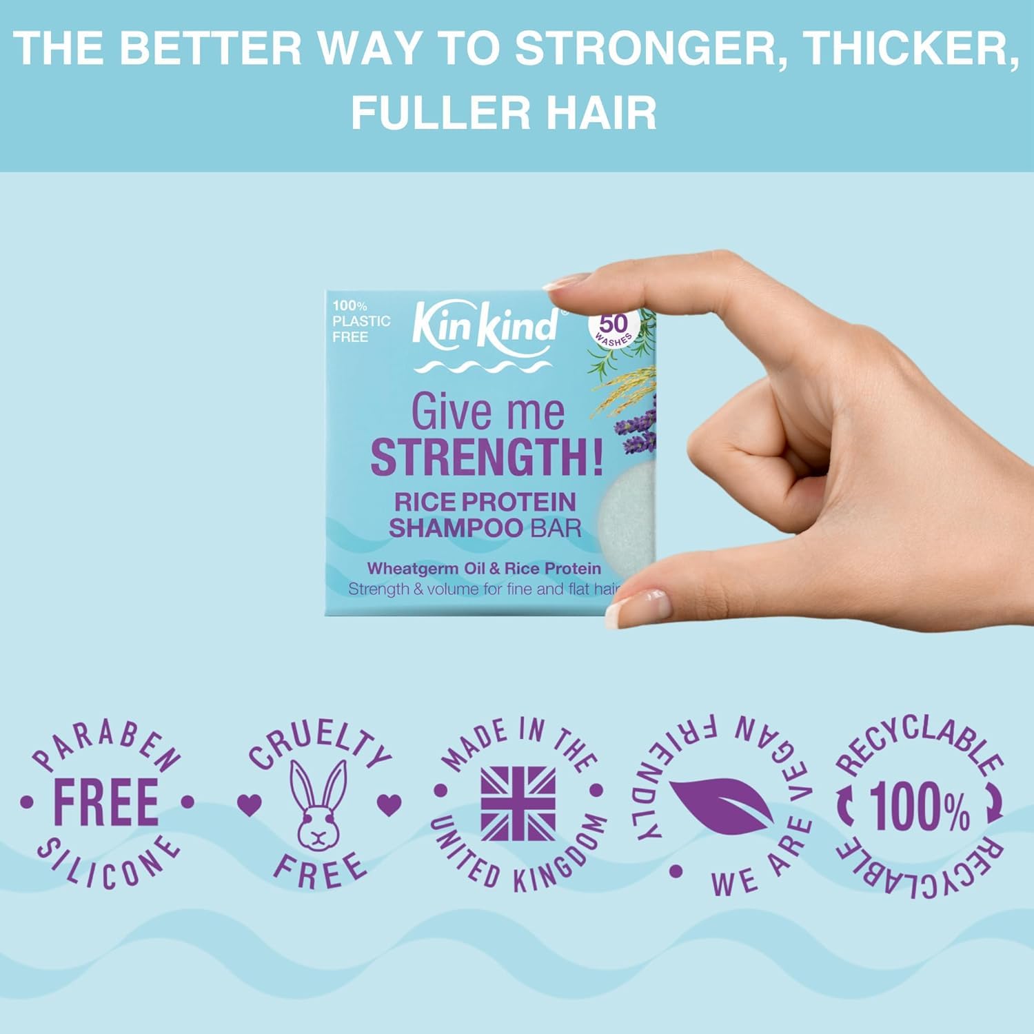 KinKind Rice Water Shampoo Bar for Hair Growth & Thickening - Natural Solid Shampoo with Rice Protein for Fine, Flat Hair | Volumizing & Strengthening Hair Care | Perfect Travel Shampoo for Women & Men | Use for Daily Hair Wash, Travel & Eco-Friendly Lifestyle