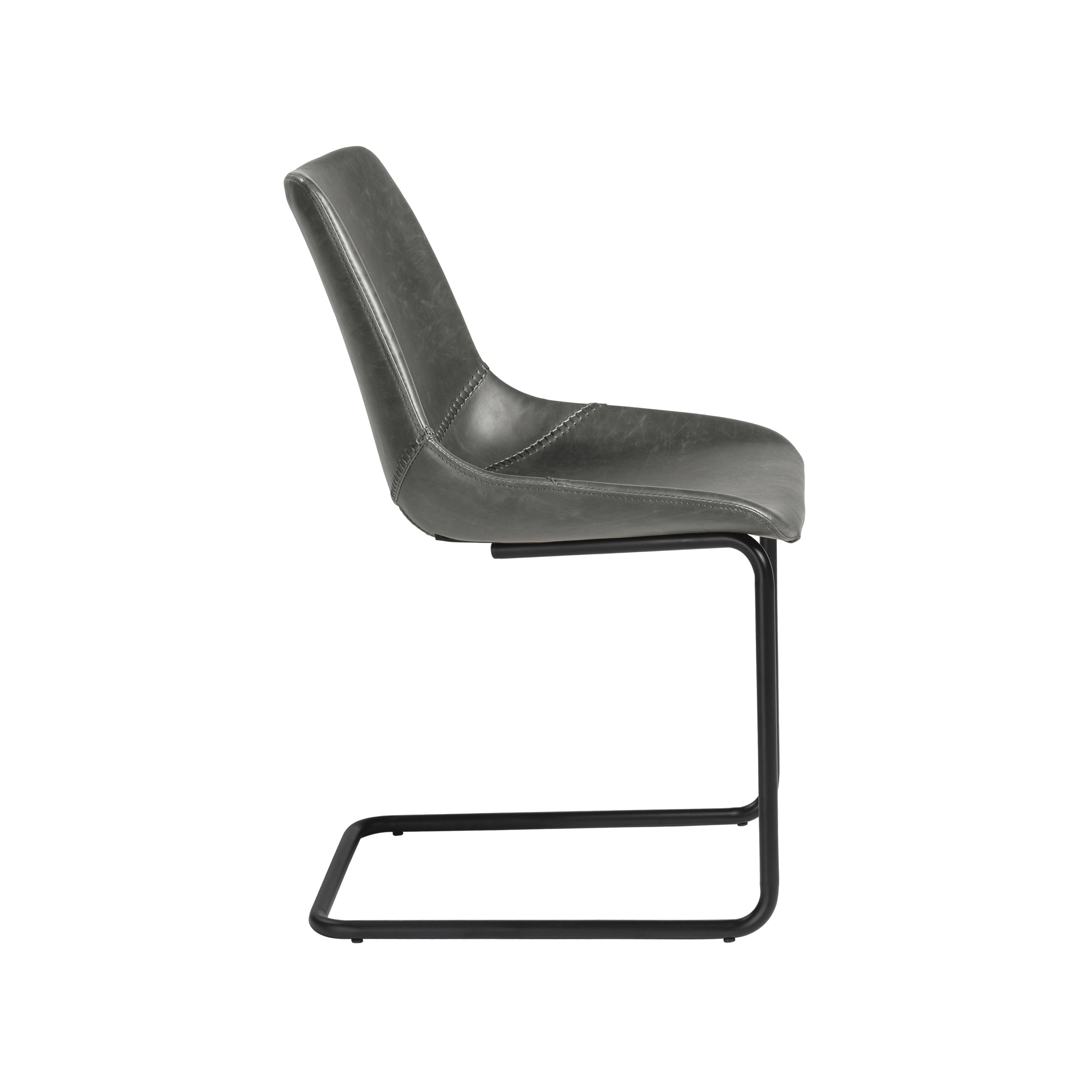 Flynn Side Chair Set of 2 - Genuine Leather Upholstery & Coated Metal Legs - Modern Dining Room, Kitchen, or Office Seating