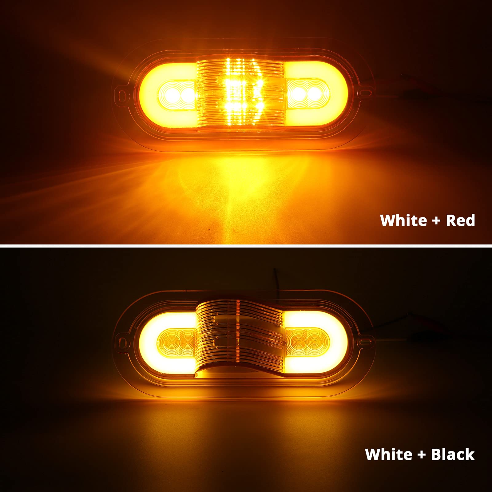 Partsam 2Pcs 6 Inch Oval LED Mid Ship Turn Signal & Side Marker Clearance Lights - Amber Lens, Sealed with 3-Wire Pigtail for LED Trailer Lights, Weathertight Plug - Perfect for Semi Trucks, Trailers & RVs