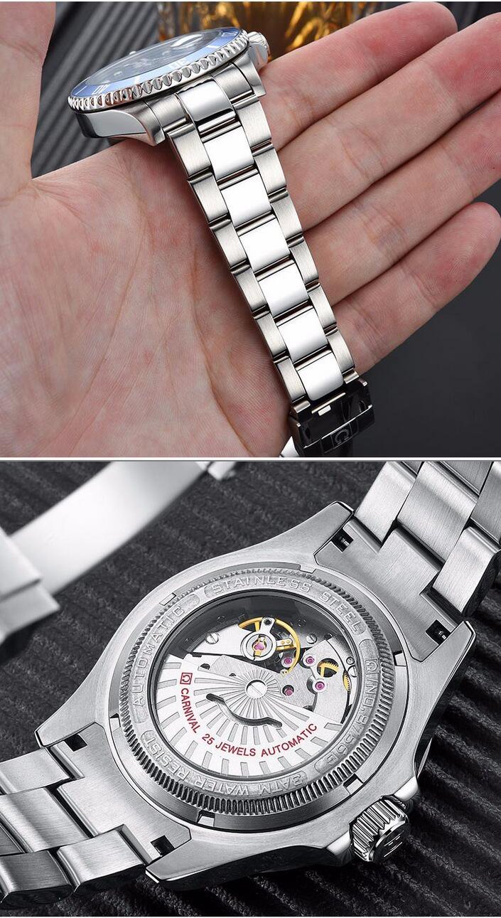 MASTOP Men's Automatic Diver Watch with Rotating Bezel - Classic Analog Luxury Dress Watch with Day & Week Display - Perfect for Business, Formal Events & Water Sports