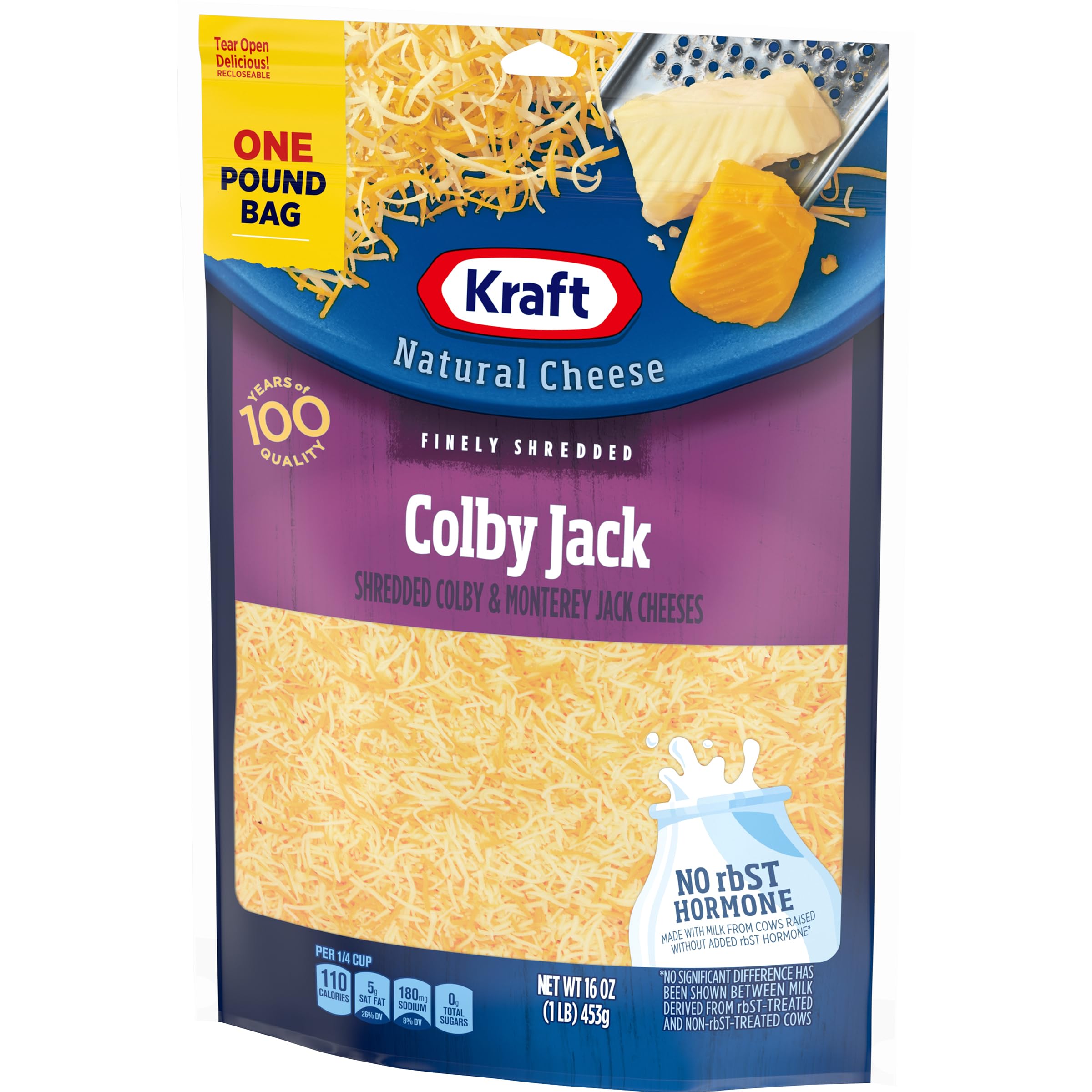 Natural Colby Jack Shredded Cheese - Kraft Finely Shredded, 16 oz Resealable Pouch | Perfect for Tacos, Sandwiches & Cheese Melts