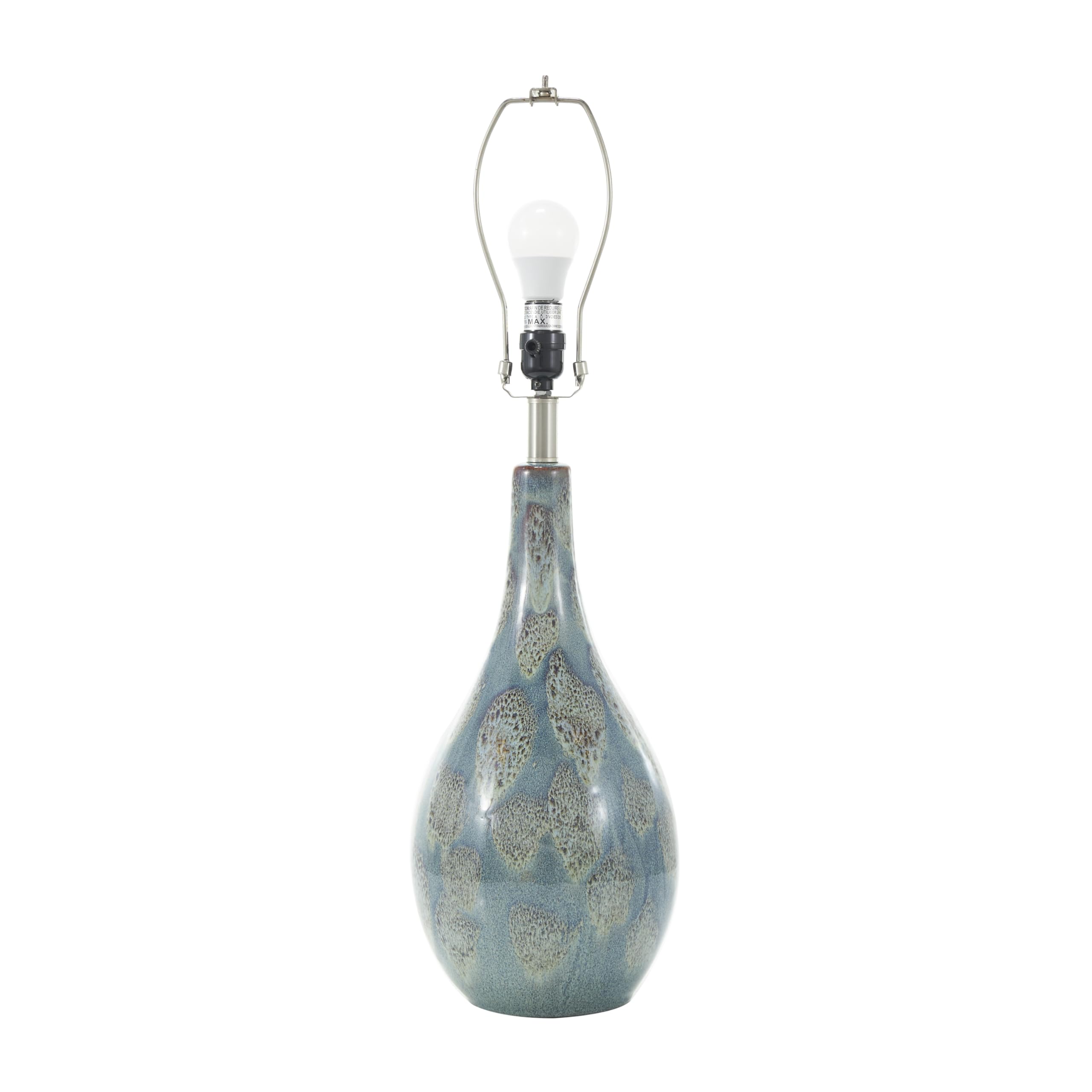 Deco 79 Modern Ceramic Table Lamp Set of 2 - 8x8x32 Inch Abstract Textured Drum Shade Accent Lighting for Living Room, Bedroom, Office - Teal Blue Home Decor