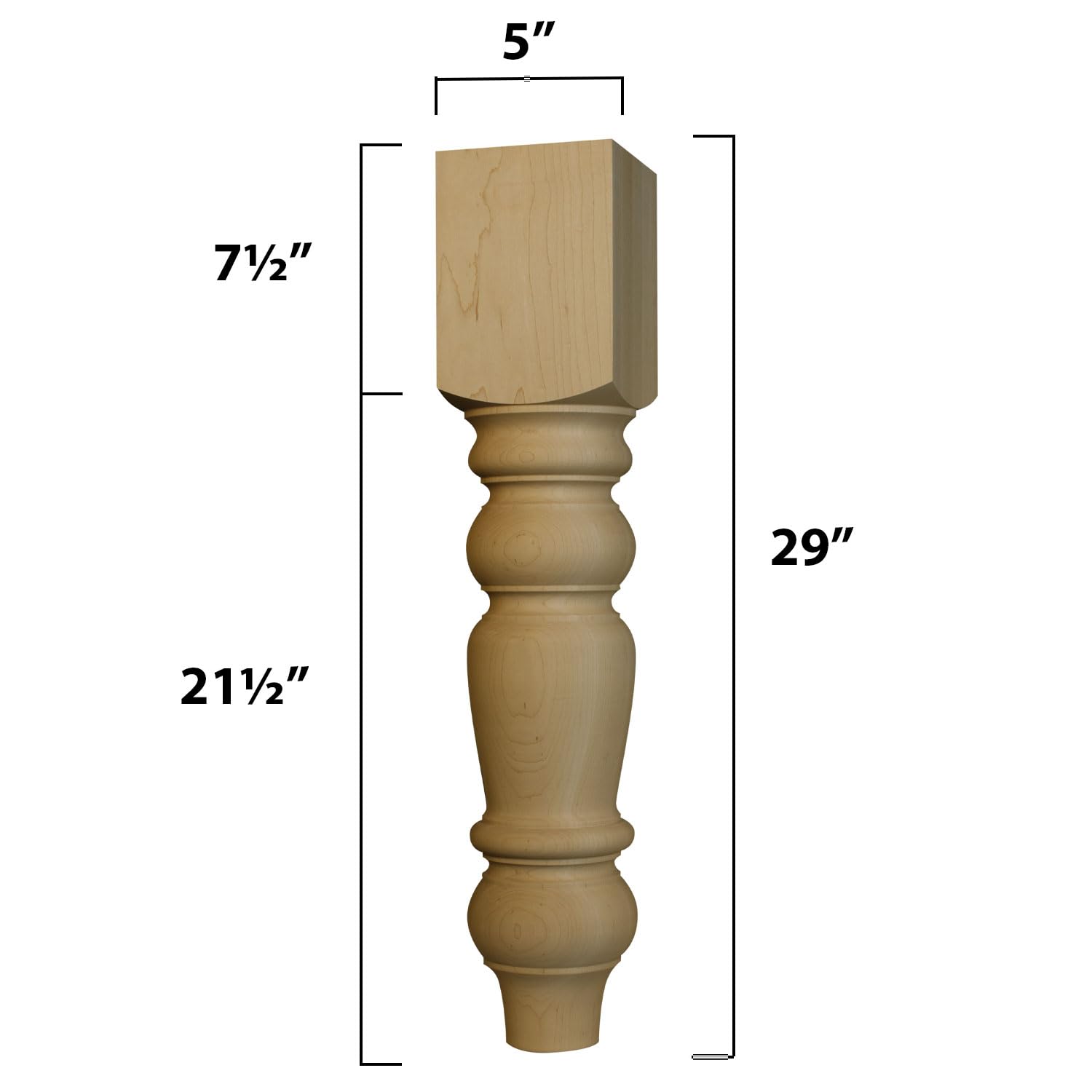 Osborne Husky Farm Dining Table Legs - Set of 4 Unfinished Pine Wood Turned Legs, Sanded & Ready for Staining - Durable Replacement Legs for Dining Tables, Desks & DIY Furniture Projects - Perfect for Home Office, Kitchen Renovation & Farmhouse Decor