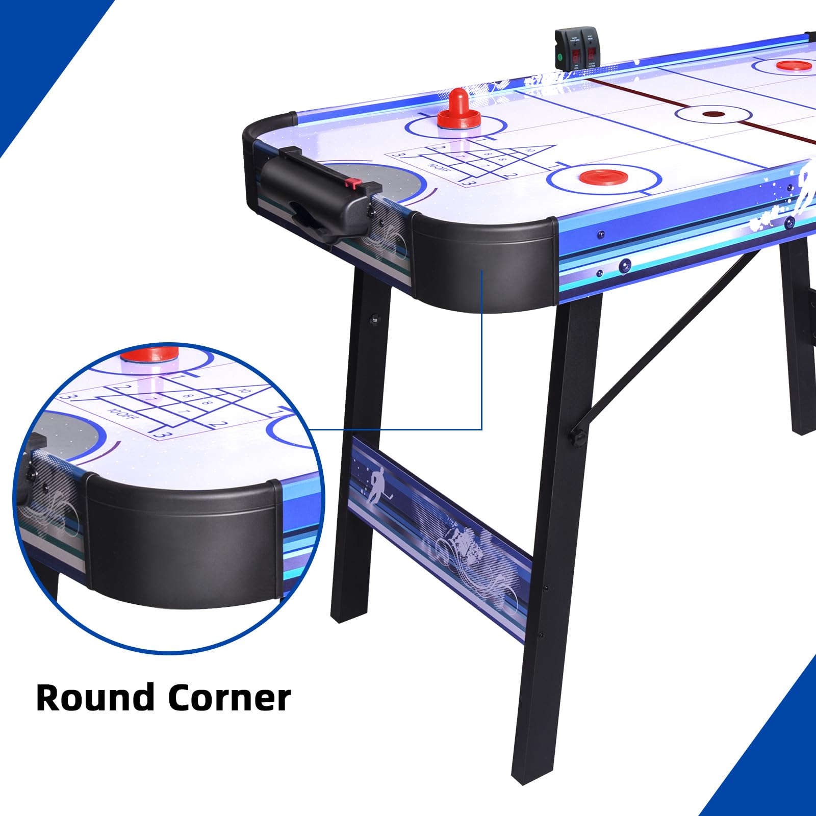 Foldable 4ft Air Hockey Table with Shuffleboard & Bowling - HLC Upgrade Multi-Game Table, 48 Inch Indoor Electric Hockey with Digital LED Scoreboard & Powerful 12V Motor - Perfect for Game Rooms, Basements & Family Entertainment