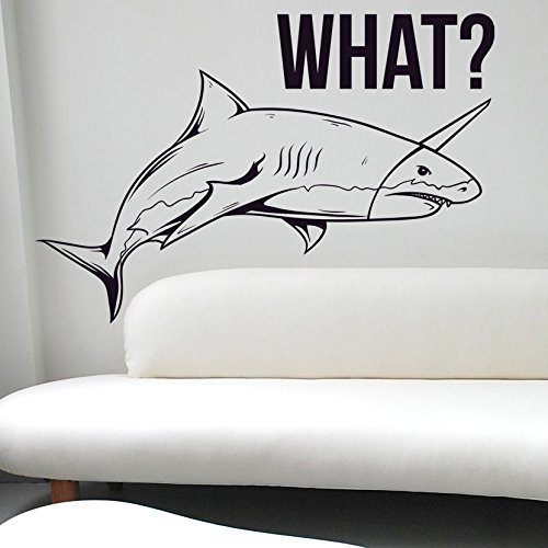 Funny Shark Fin Teeth Wall Decal Vinyl Sticker - Modern Graffiti Art Decor for Living Room & Bedroom - Unique Danger Boy Design Mural - Perfect Gift for Home & Office Decor
