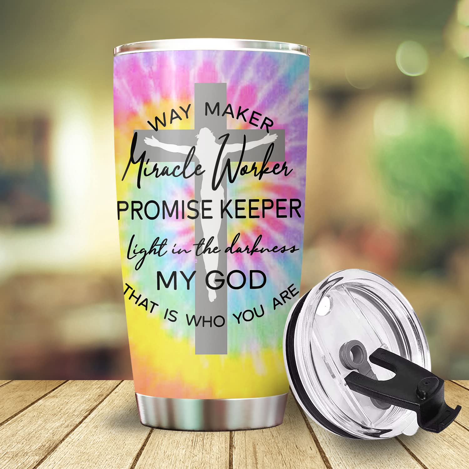 Waymaker Miracle Worker Promise Keeper Christian Bible Tumbler - 20oz Stainless Steel Insulated Cup with Lid, Perfect Gift for Women, Mom, Wife, Mama - Ideal for Christmas, Birthday, Church, Bible Study, and Daily Inspiration