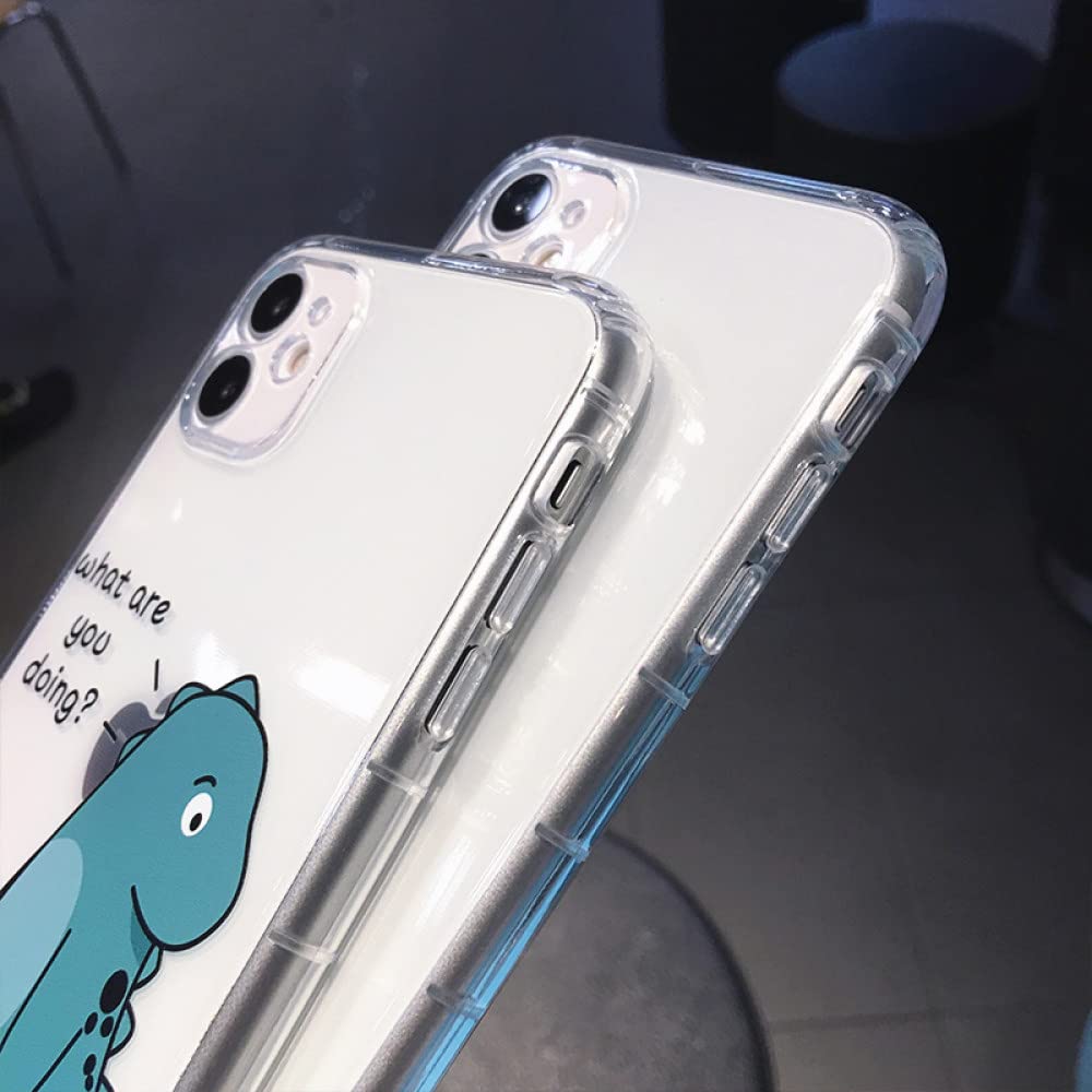 Durable Cartoon Dinosaur Couple Phone Case for iPhone 13 Pro Max/12/11/X/XS/XR/7/8 Plus/SE - Shockproof Soft TPU Clear Cover with Cute Animal Design - Perfect for Couples Gift & Everyday Protection