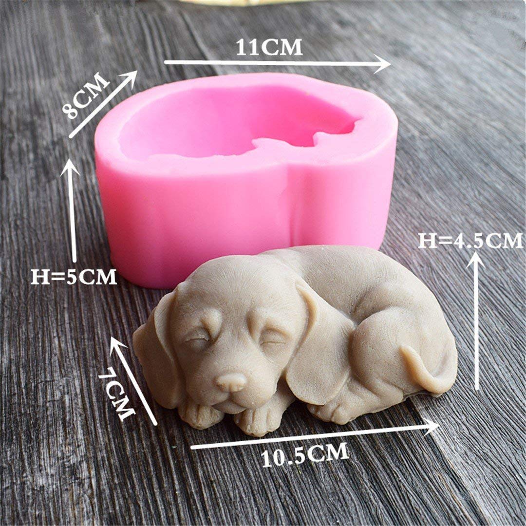 3D Dog Silicone Candle Molds - Cute Puppy Soap & Chocolate Cake Baking Molds - Fondant Cake Dog Molds (2-Piece Set) - Perfect for DIY Candles, Soap Making, Baking & Cake Decorating
