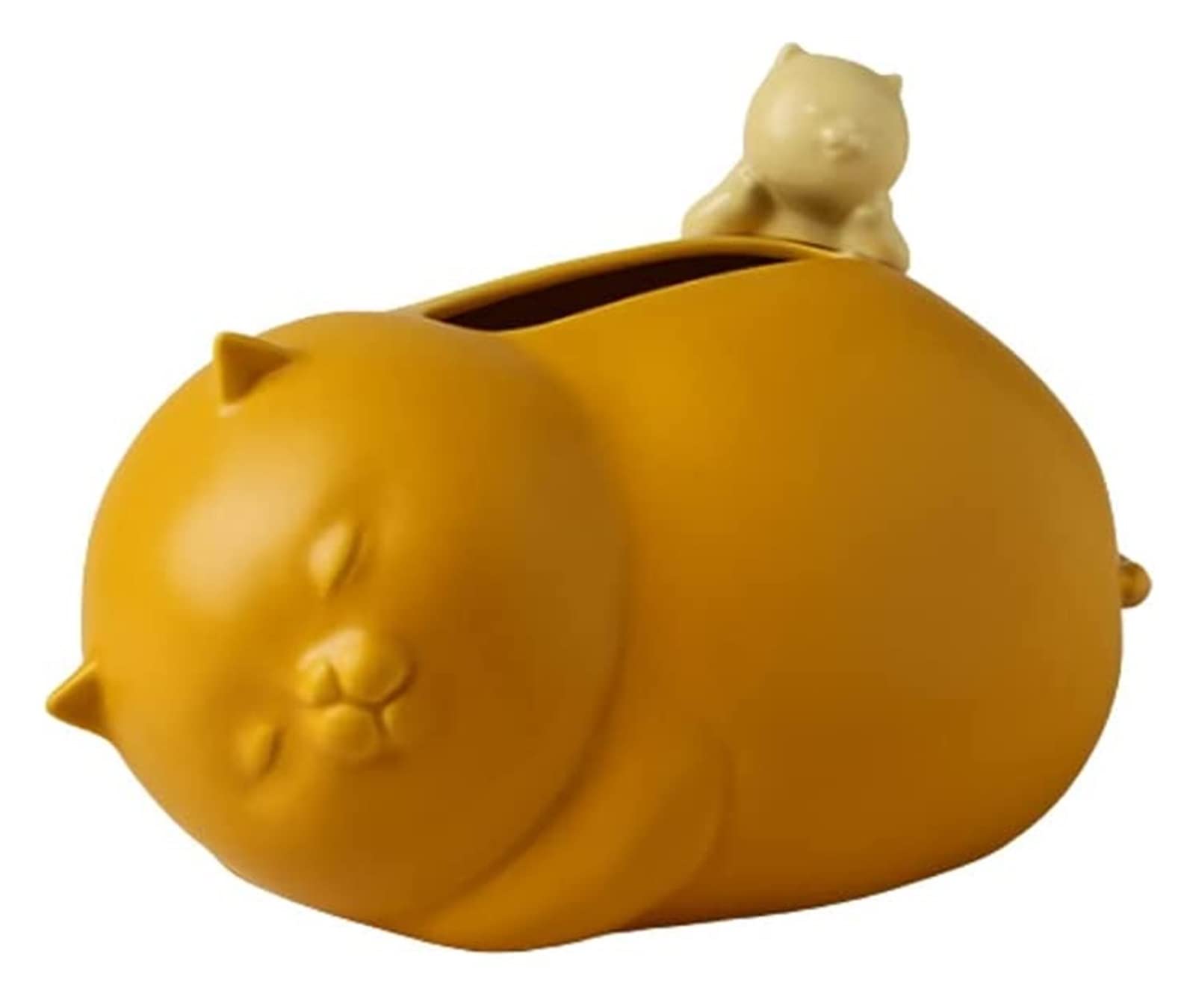 Cute Ceramic Cat Tissue Box Cover - Decorative Facial Tissue Dispenser Holder for Kids Bedroom & Home Decor | Perfect for Living Room, Bathroom, and Office Use