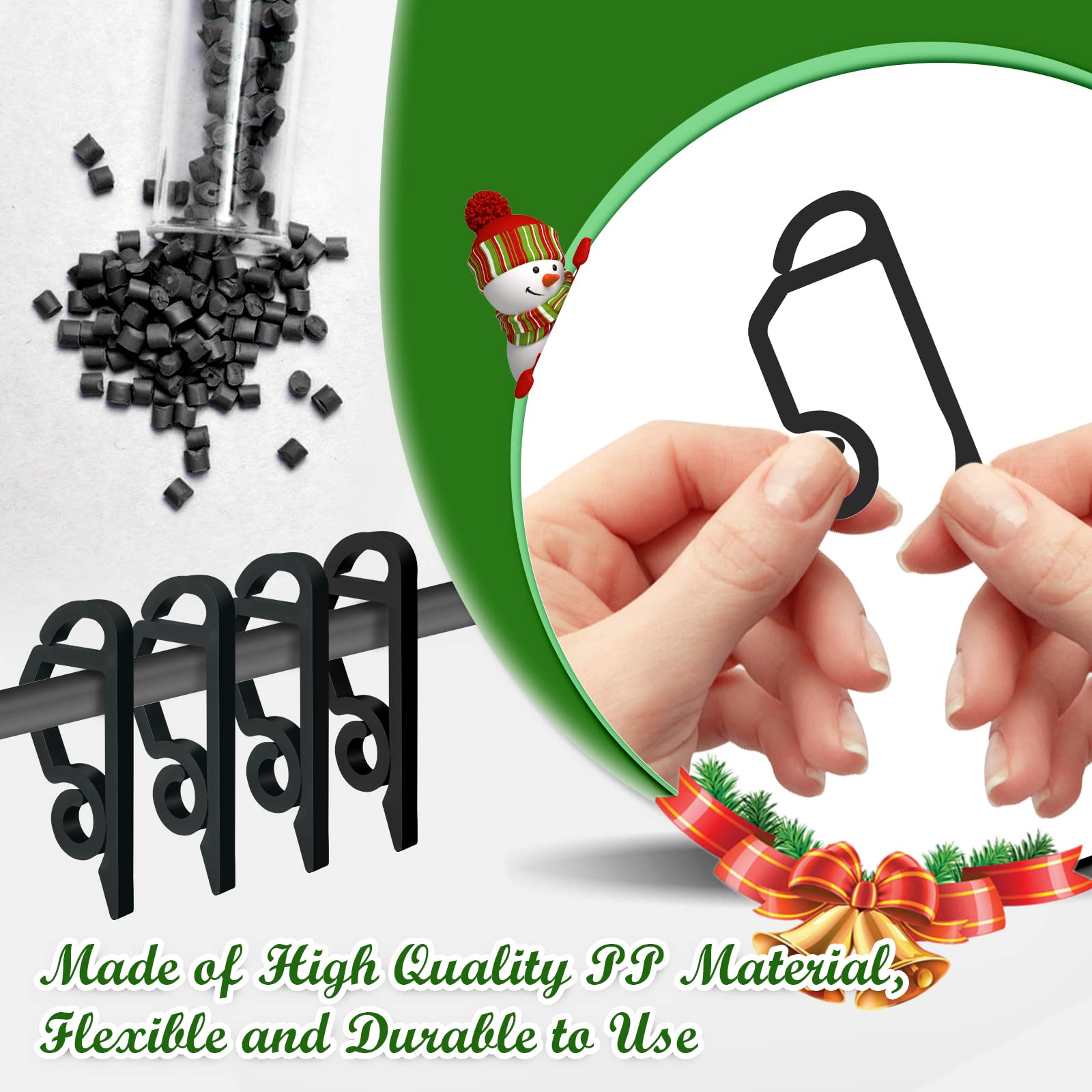 SelfTek 120 Pcs Black Plastic Gutter Hooks for Outdoor String Lights - Heavy Duty Christmas Light Clips for Roof, Porch & Patio Decorations - Weatherproof Hanging Solution for Holiday & Party Lighting