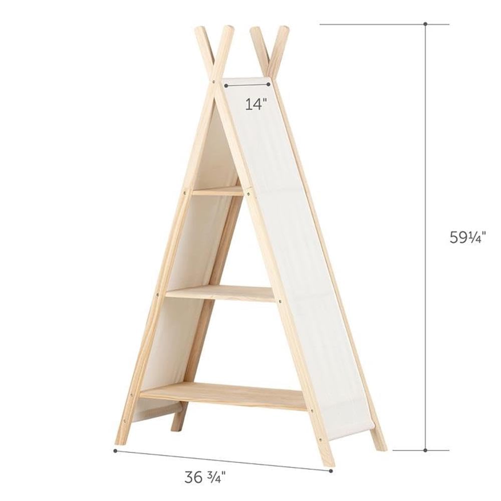 Rosebery Kids Teepee Bookshelf - White Wooden Children's Book Storage Organizer for Bedroom, Nursery & Playroom - Perfect for Storytime & Toy Display