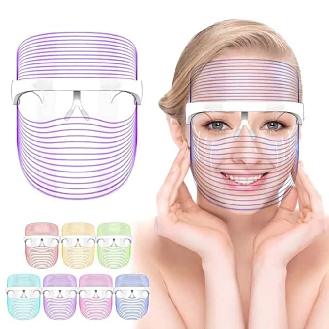 Kitwe 7-in-1 LED Light Therapy Face Mask for Acne Treatment & Anti-Aging | Professional Skin Rejuvenation Device for Clear & Glowing Skin | At-Home Facial Care for Daily Use | Perfect for Spa Nights & Skincare Routines