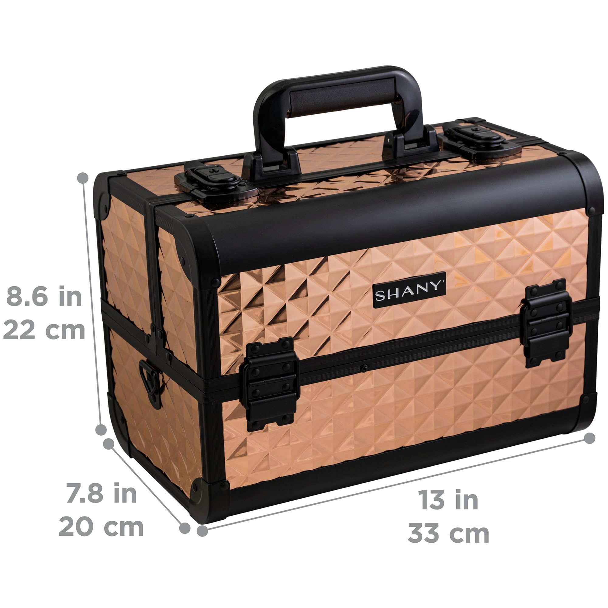 SHANY Professional Makeup Train Case with 3 Trays & Mirror - Perfect for Travel & Salon Use