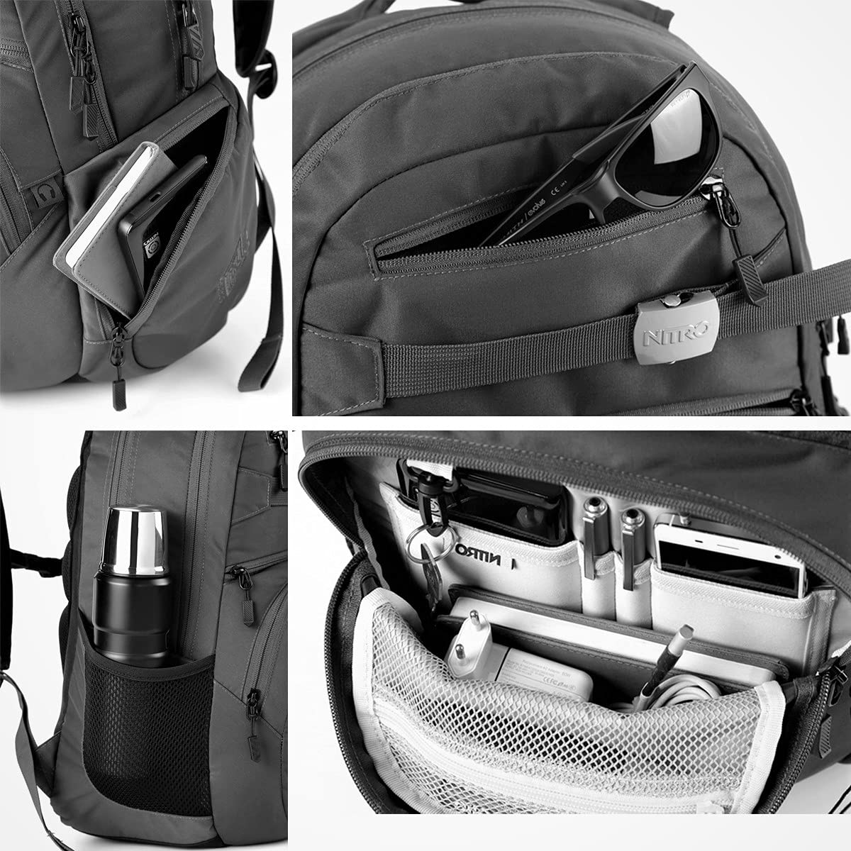 Nitro Unisex Adult Hero Pack 15 Backpack - Dead Flower Print, 52x38x23cm, 37L Capacity - Perfect for School, Travel & Outdoor Adventures
