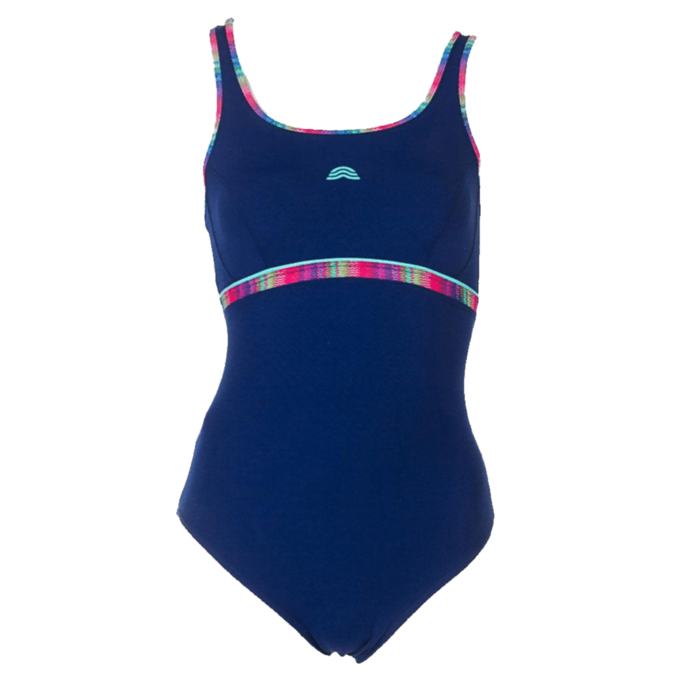 Aquarapid Women's Amic Body Shape Swimsuit - Blue Multi Color One Piece Bathing Suit for Swimming, Beach & Pool Party