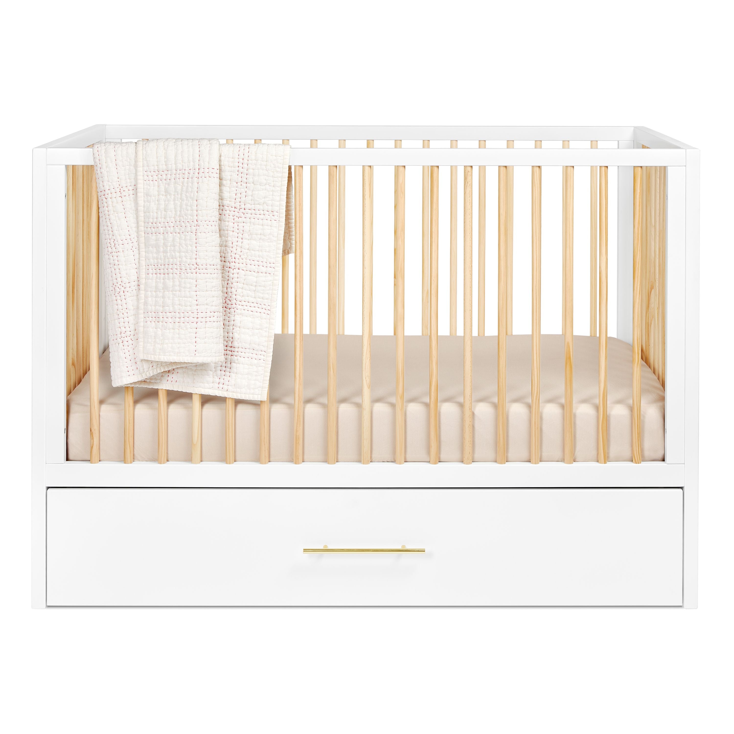 HushCrib 3-in-1 Convertible Baby Crib with Trundle & Mattress Set - White Nursery Furniture for Newborns, Toddlers & Kids - Perfect for Small Spaces & Shared Rooms