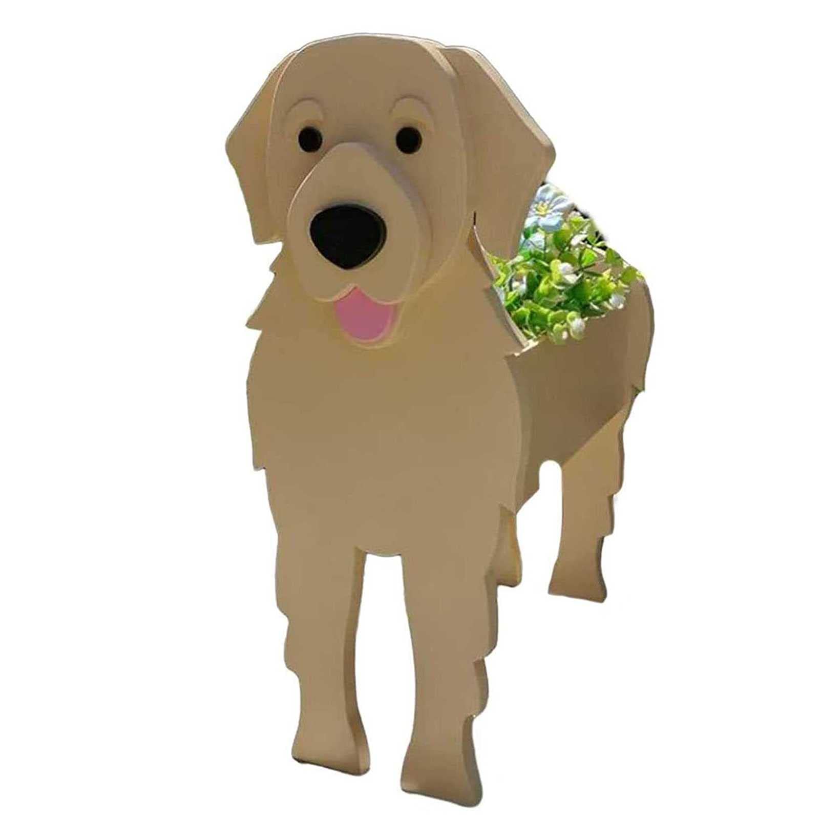 Bulaxxooo Golden Retriever Shaped Dog Planter - Cute Cartoon Animal Flower Pot for Indoor & Outdoor Plants - Decorative Garden Planter Container for Home, Office, Patio Decor
