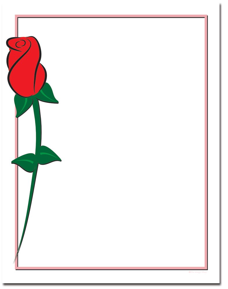 Premium Single Red Rose Letterhead Paper - 100 Sheets for Laser & Inkjet Printers | Elegant Stationery for Wedding Invitations, Love Letters & Special Occasions