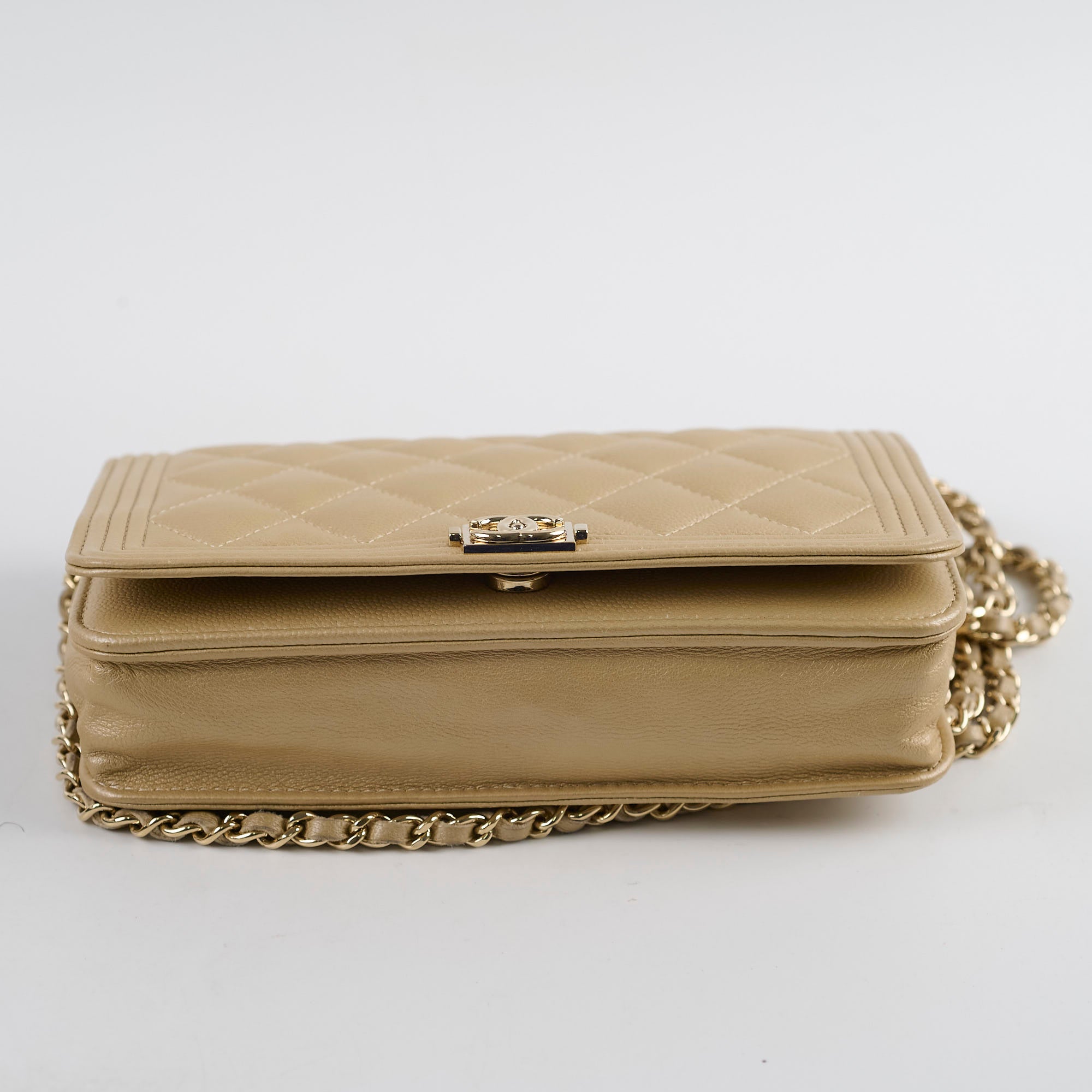 Chanel Boy Wallet On Chain Gold Caviar Leather Crossbody Bag - Luxury Designer Handbag for Women, Perfect for Parties, Date Nights & Special Occasions