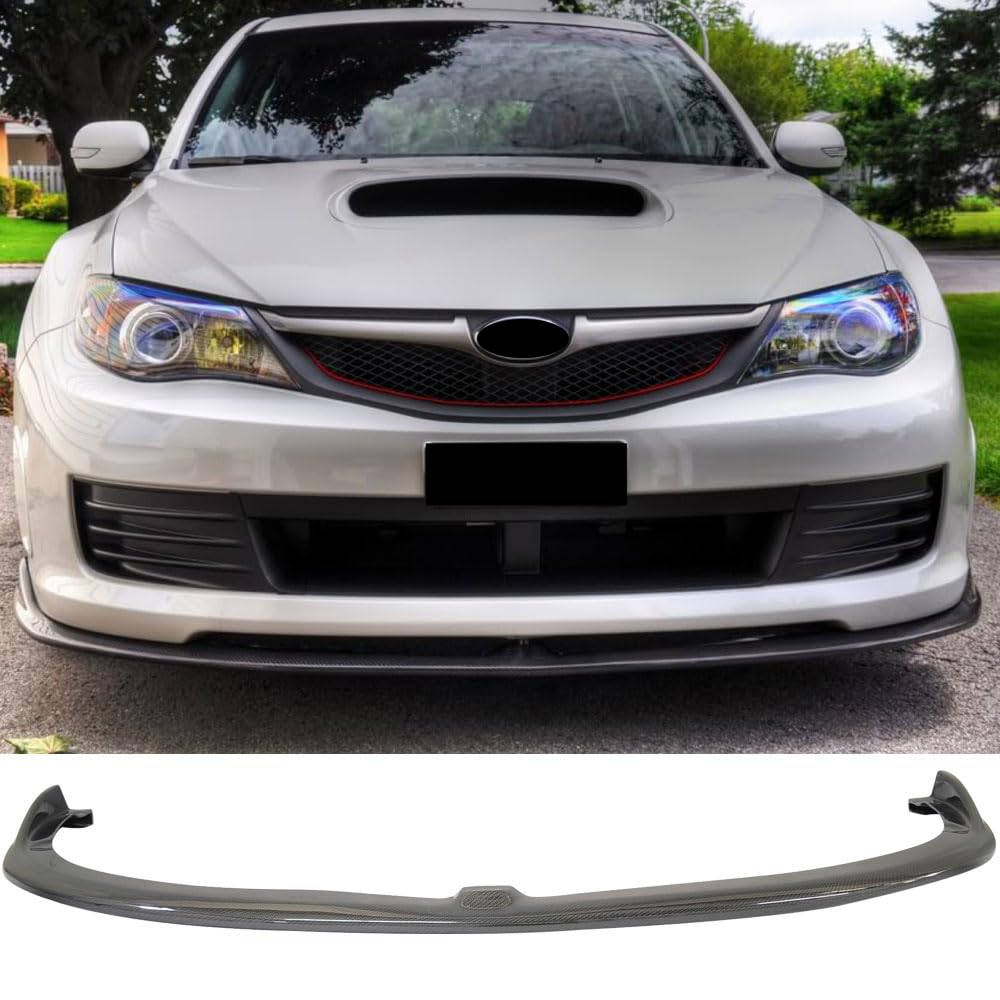 IKON MOTORSPORTS CS Style Black Carbon Fiber Front Bumper Lip Spoiler for 2008-2010 Subaru Impreza - Aggressive Styling Upgrade for Street & Track Performance