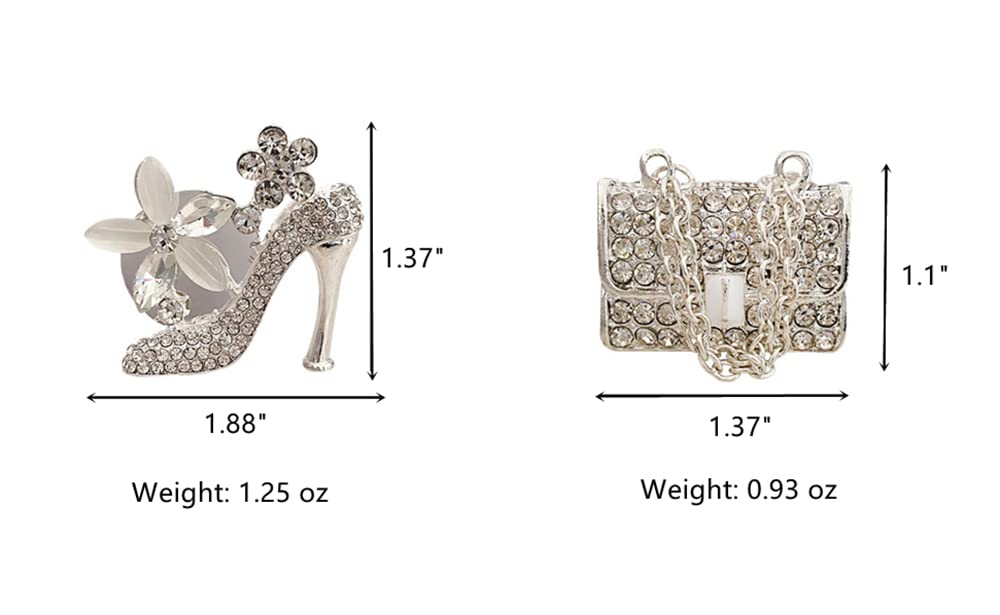 Sparkly Rhinestone Car Vent Clips - 4 Piece Set (High Heel, Magic Bag, Crown) | Bedazzled Car Accessories for Girls | Car Interior Decorations & Cute Dashboard Charms - Perfect for Gifts, Parties & Vehicle Customization