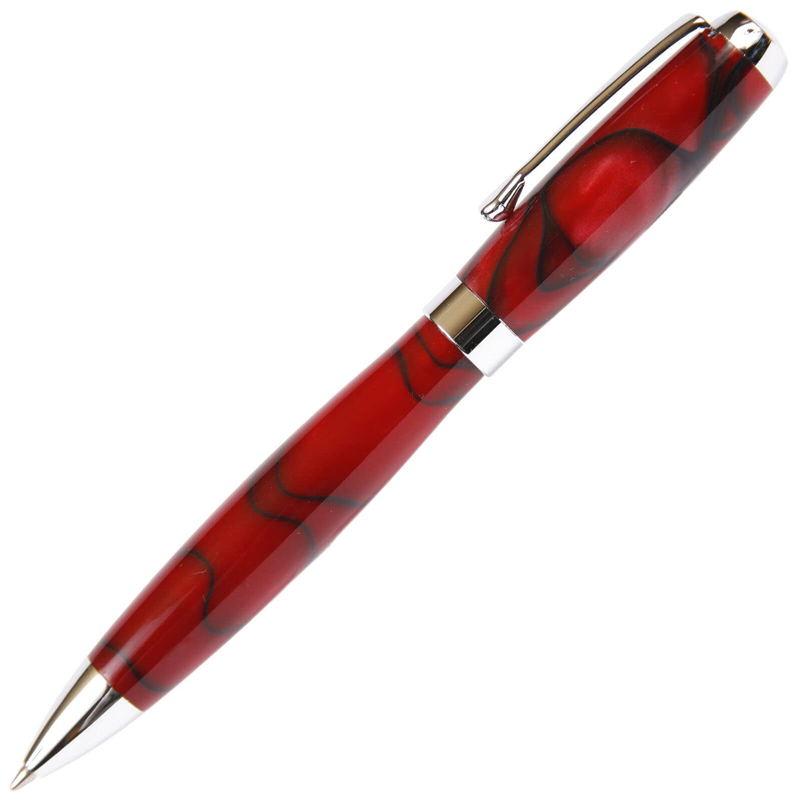 Premium Tuscany Ballpoint Pen - Elegant Red & Black Marbleized Glossy Body - Perfect for Office, School & Gift Giving