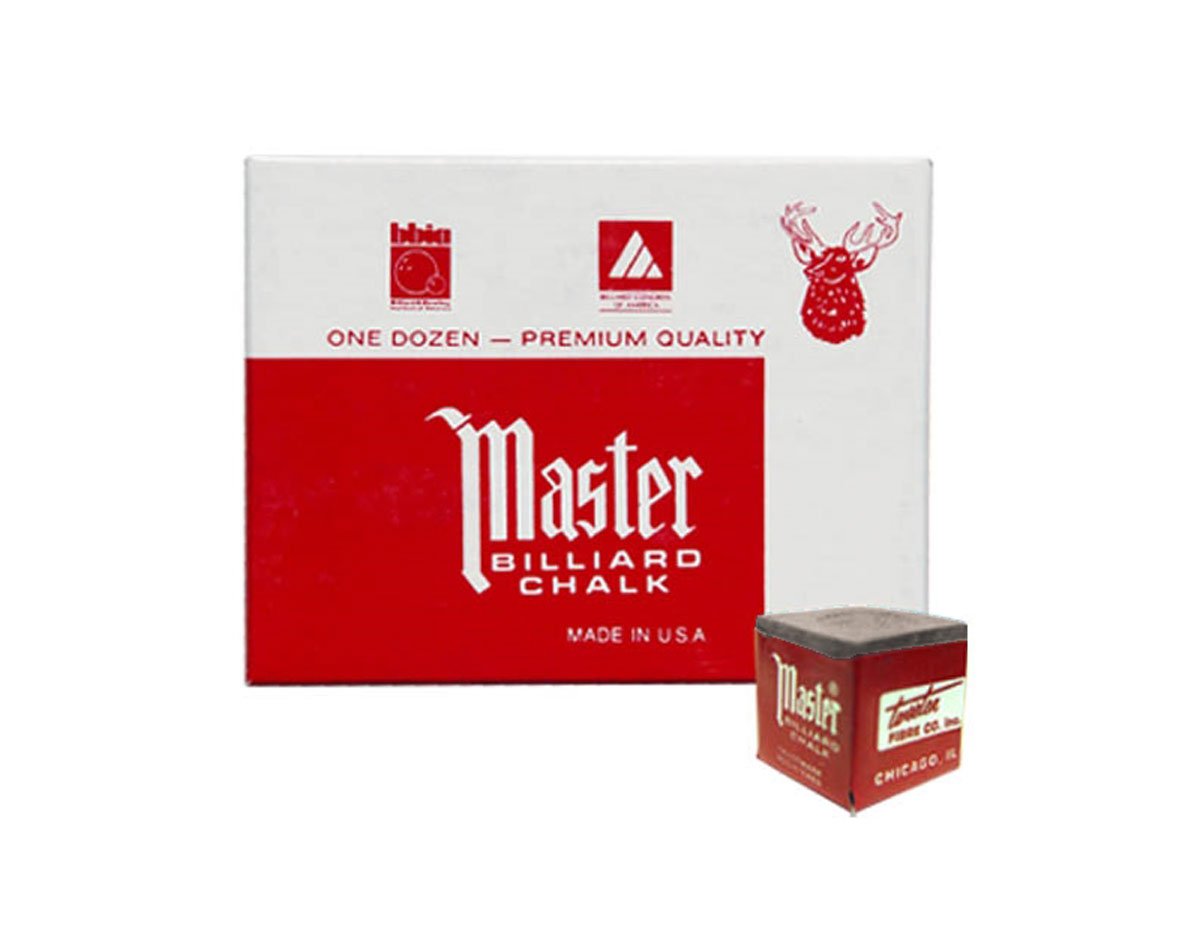 12-Piece Gray Master Pool Chalk Box - Premium Billiard Cue Chalk for Smooth Shots | Perfect for Pool Halls, Home Game Rooms & Professional Tournaments