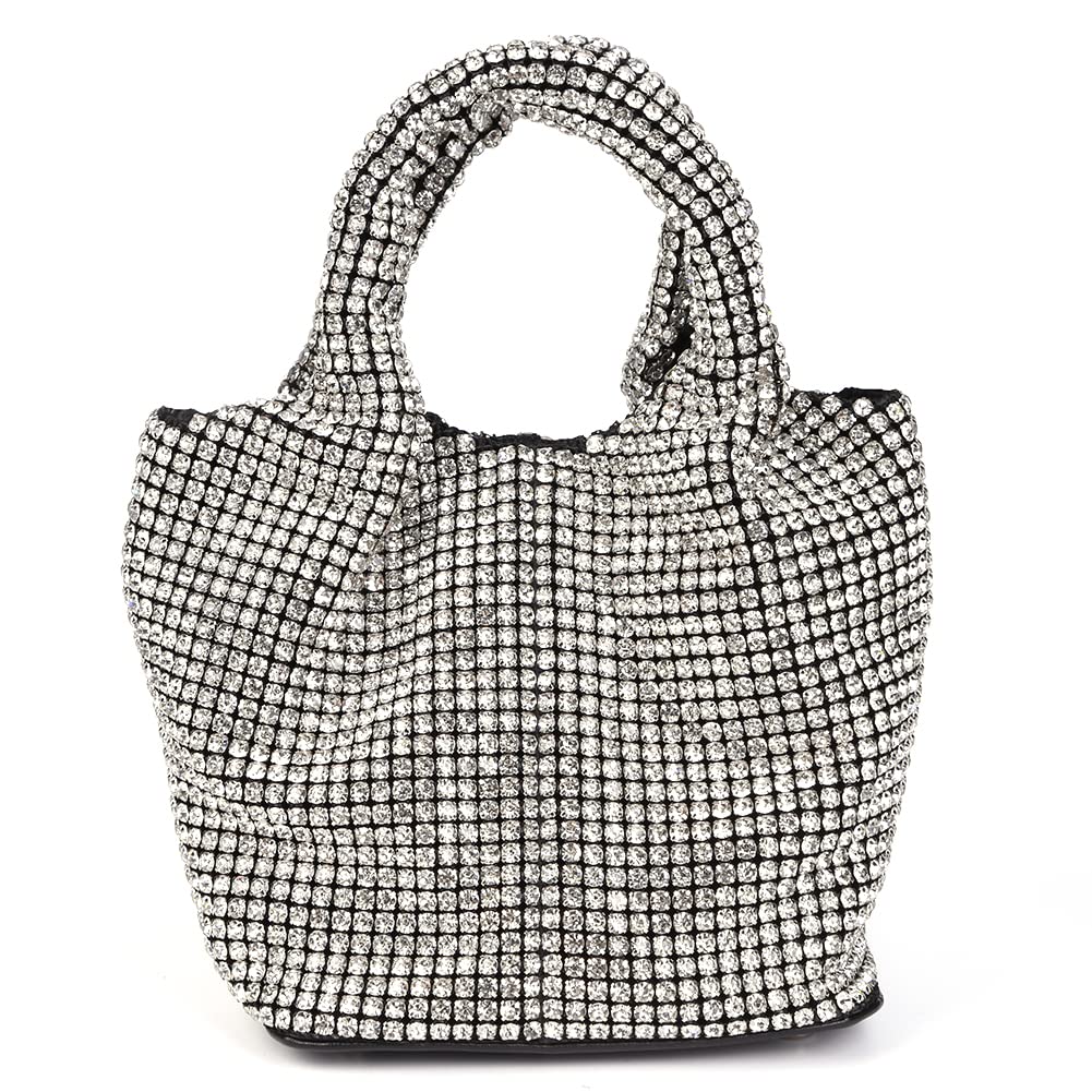 Sparkly Rhinestone Evening Handbag for Women - Chic Bling Hobo Purse with Shiny Silver Crossbody Strap - Perfect for Parties, Weddings & Special Occasions