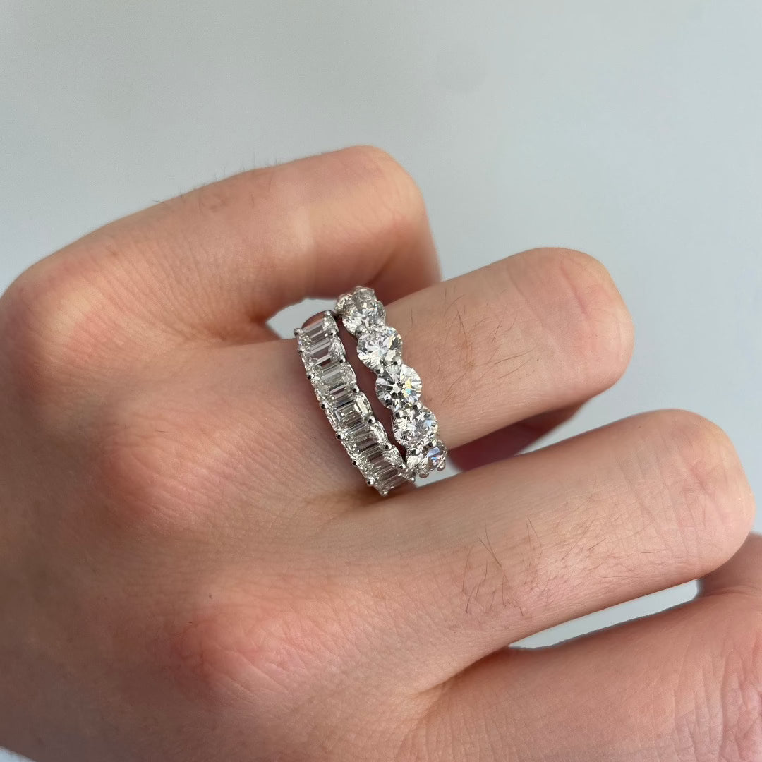 2.10ctw Emerald Cut Diamond 7 Stone 14K White Gold Wedding Band - Elegant Bridal Ring for Engagement, Anniversary & Special Occasions