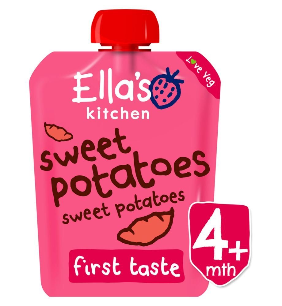 Organic Sweet Potato Baby Food Puree - Ella's Kitchen Stage 1 (4+ Months) | 70g | First Foods for Infants | Smooth & Nutritious Weaning Meal | Ideal for Travel & On-the-Go Feeding