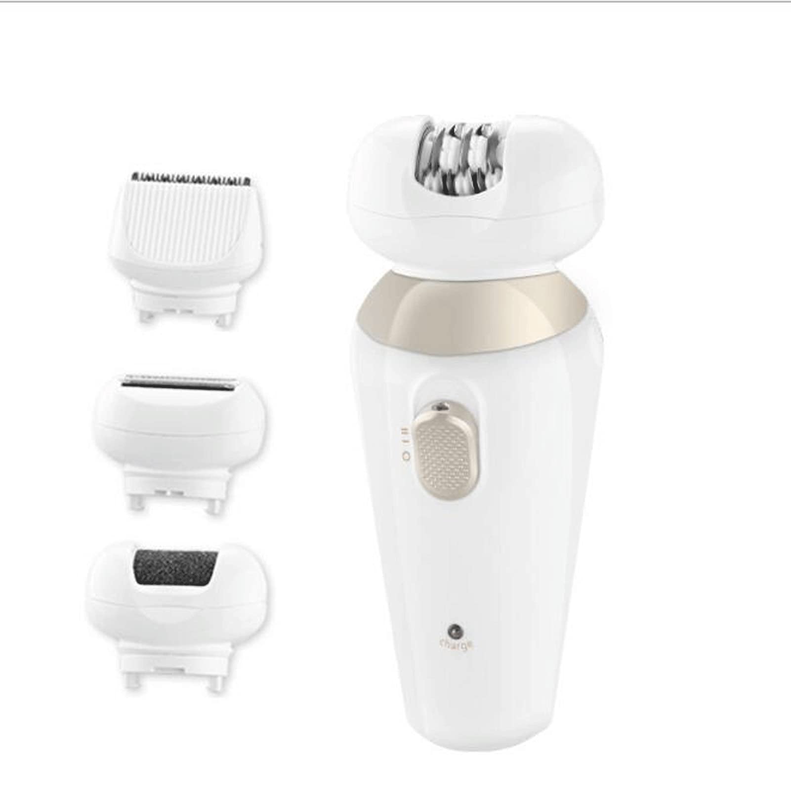 Renew Beauty 4-in-1 Rechargeable Electric Epilator & Callus Remover for Women - Painless Hair Removal, Exfoliating Pumice Stone Rollers & Bikini Trimmer - Perfect for Smooth Legs, Underarms & Pedicure at Home