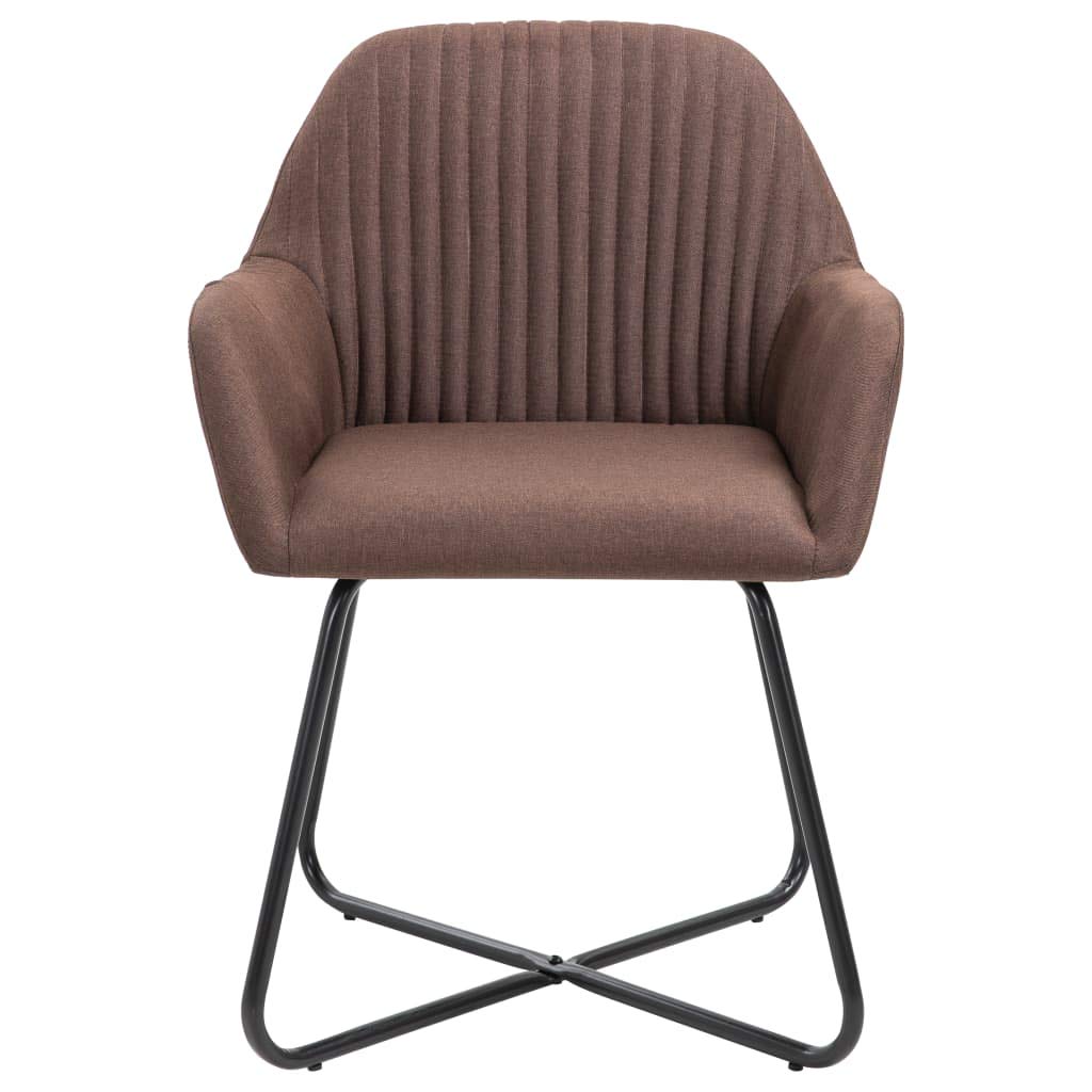 SKM Modern Dining Chairs Set of 2 - Brown Fabric Upholstered Kitchen Chairs with Sturdy Metal Legs - Comfortable Seating for Dining Room, Kitchen, Breakfast Nook & Small Spaces