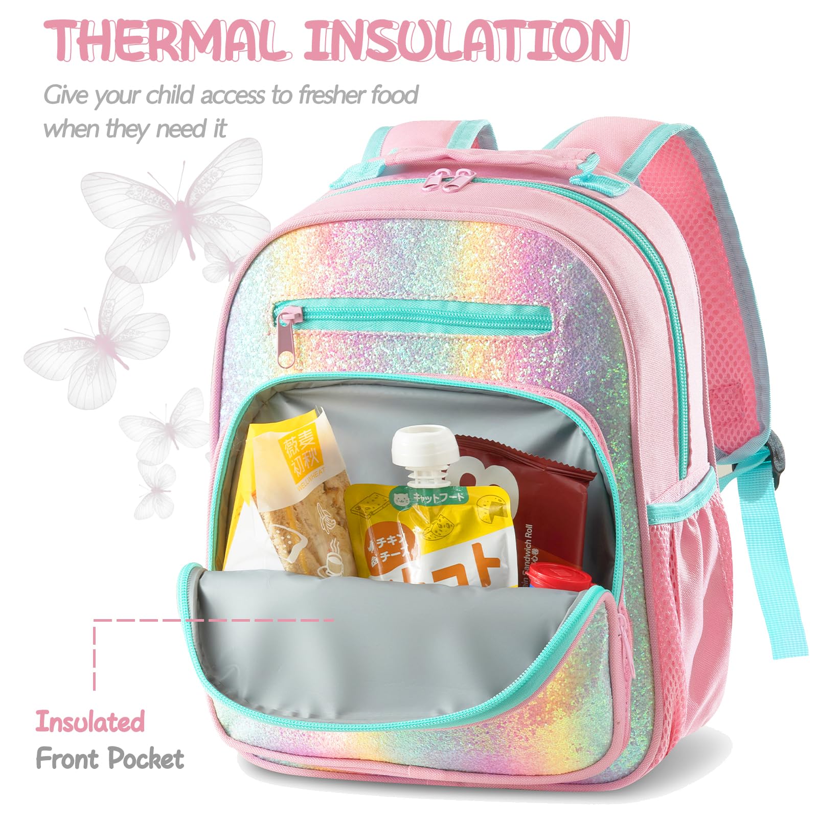 Cute Butterfly Backpack for Girls Age 4-8 - Lightweight Kindergarten & Elementary School Backpack with Adjustable Chest Strap - Perfect for School, Travel, and Daily Use