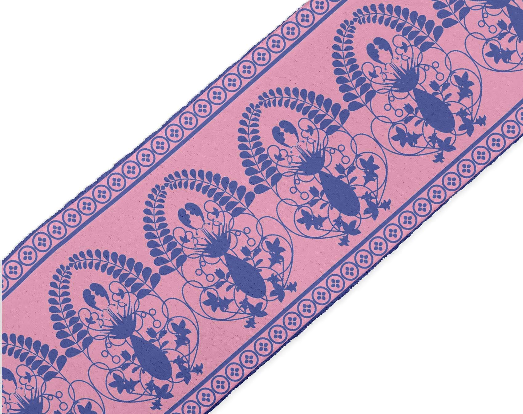 Indian Beautiful Art Pink Leaves & Floral Printed Dupion Fabric Ribbon Trim - 9 Yards, 3 Inches Wide for Crafts, Sewing & DIY Accessories | Perfect for Dressmaking, Gift Wrapping & Home Decor