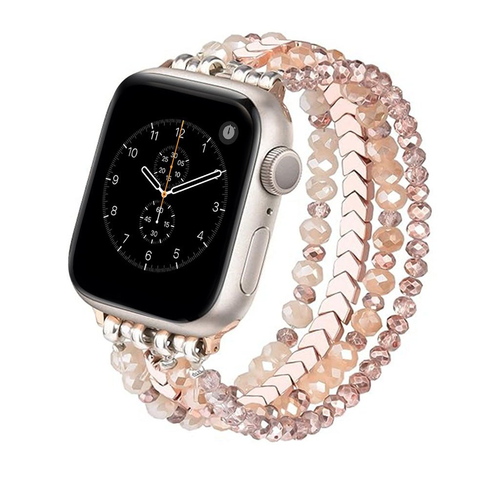 Elegant Beaded Stainless Steel Apple Watch Band for Women - Stylish & Durable Accessory for Work, Gym & Everyday Wear
