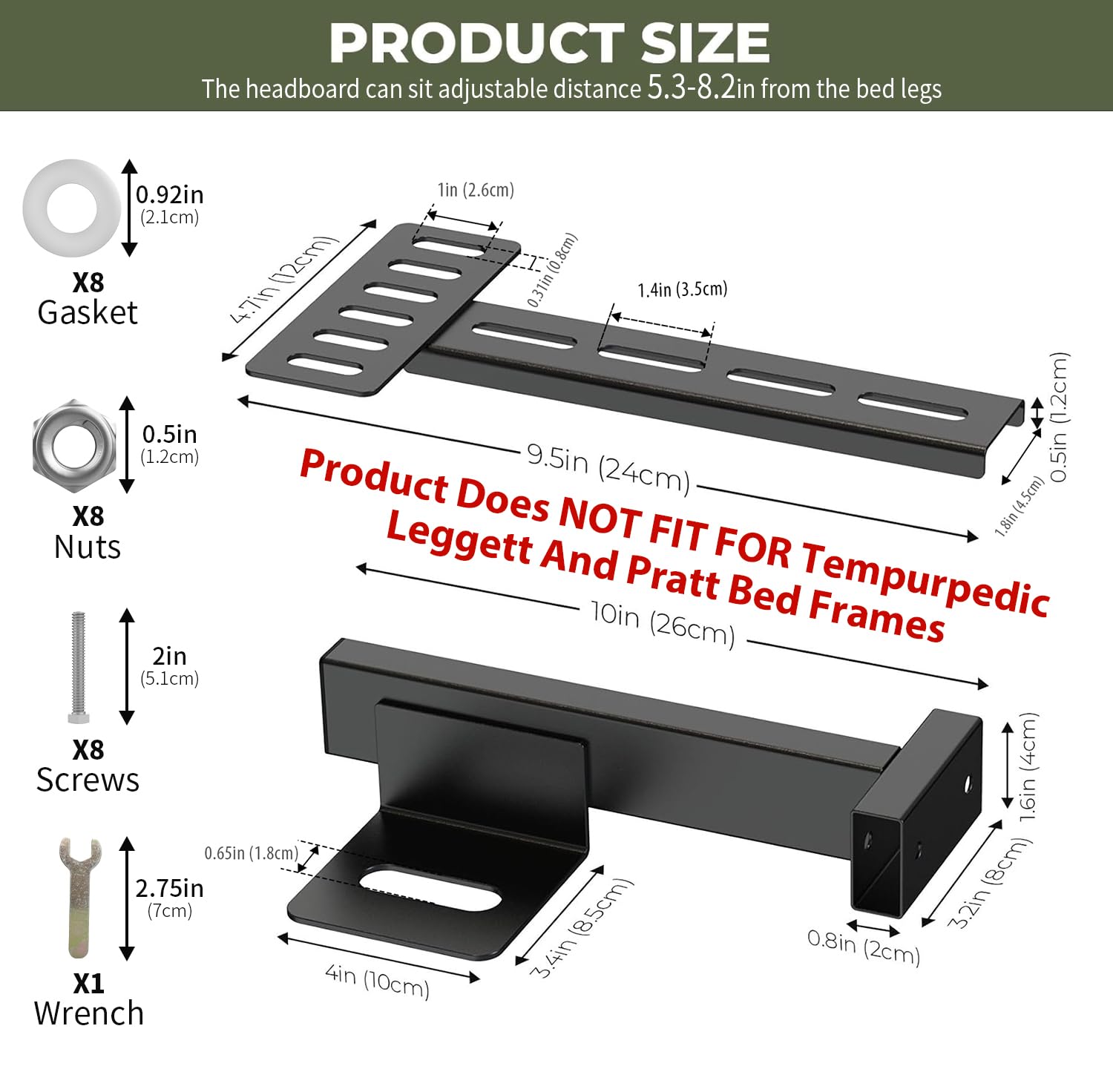Universal Headboard Brackets for Adjustable Bed Base - Heavy Duty Steel Mounting Kit for Twin/King/Queen/Full Size Bed Frames - Easy Installation & Customization - Perfect for Platform Beds, Adjustable Beds and DIY Bedroom Projects