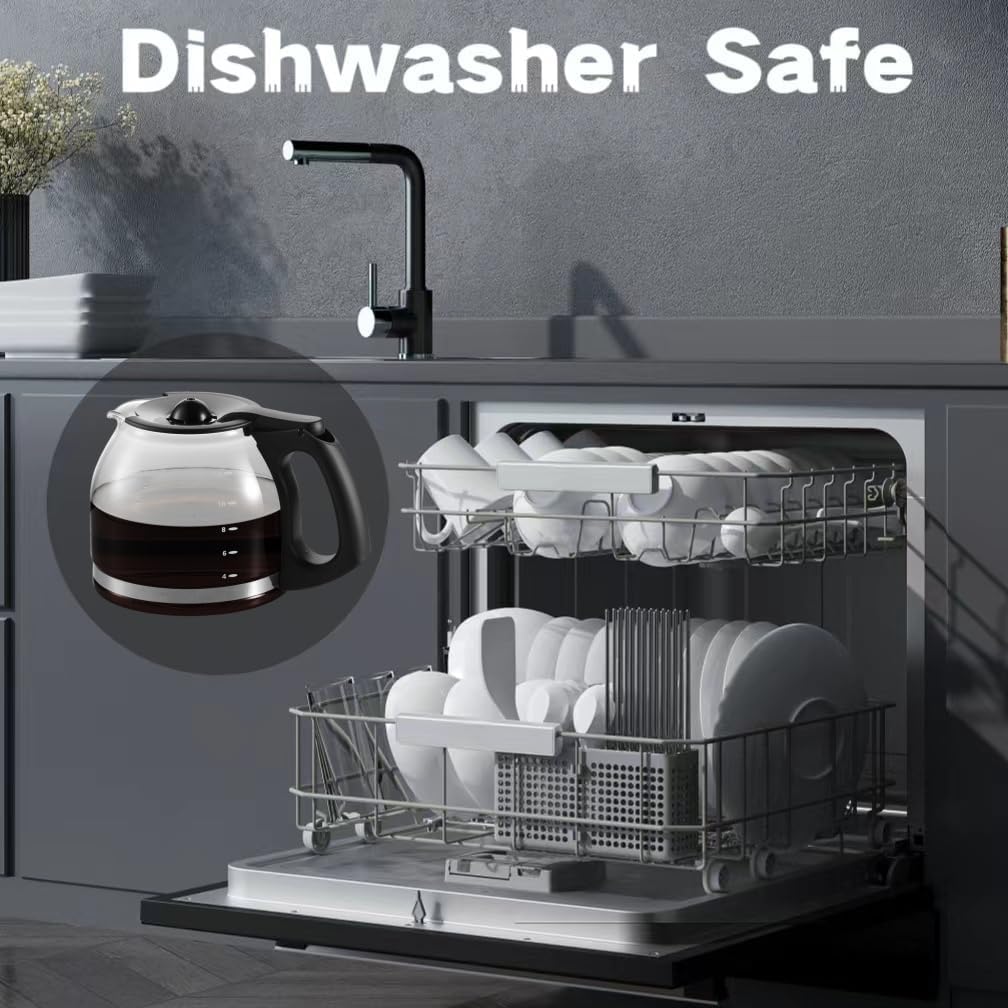 12-Cup Replacement Carafe for BLACK+DECKER Coffee Maker - Durable Glass Carafe with Ergonomic Handle & Easy-Pour Spout - Perfect for Home, Office & Restaurant Use