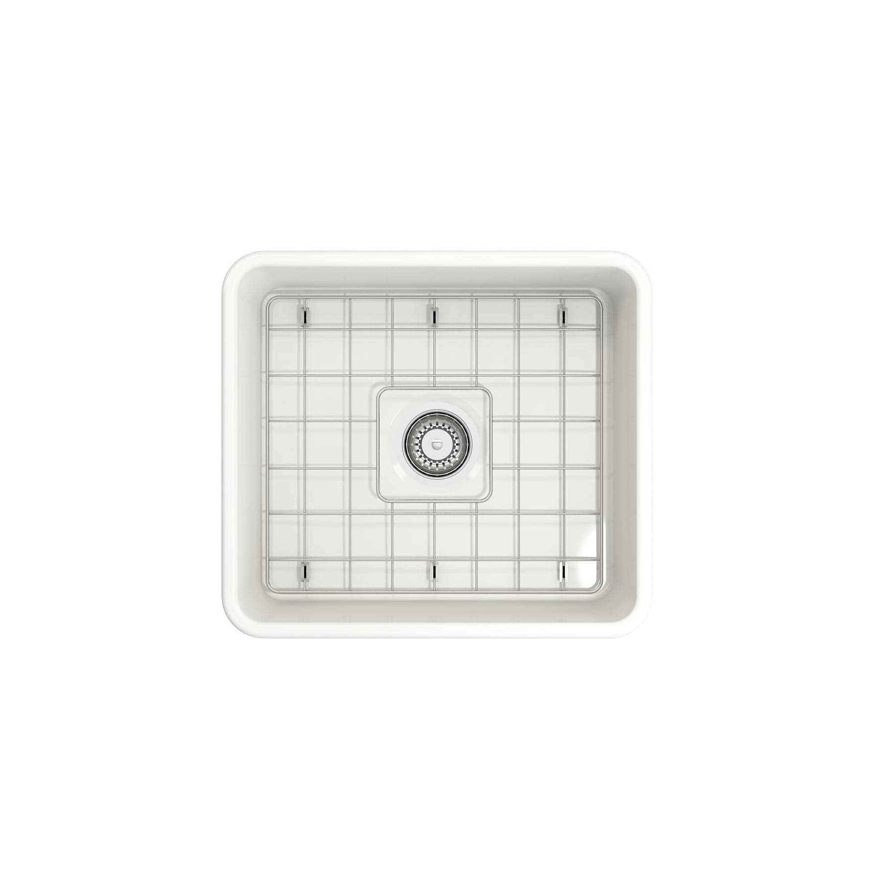 BOCCHI CLASSICO 20 Fireclay Farmhouse Single Bowl Kitchen Sink with Protective Bottom Grid and Strainer