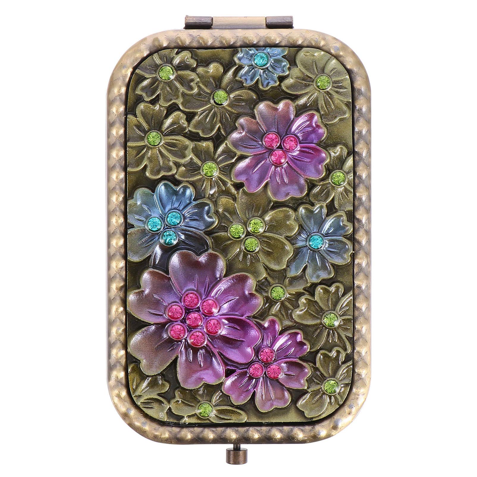 Lurrose Compact Pocket Mirror - Folding Double Sided Makeup Mirror with Vintage Design, Portable Travel Mirror for Women & Girls | Perfect for Purse, Makeup Bag, Travel, and Home Decor
