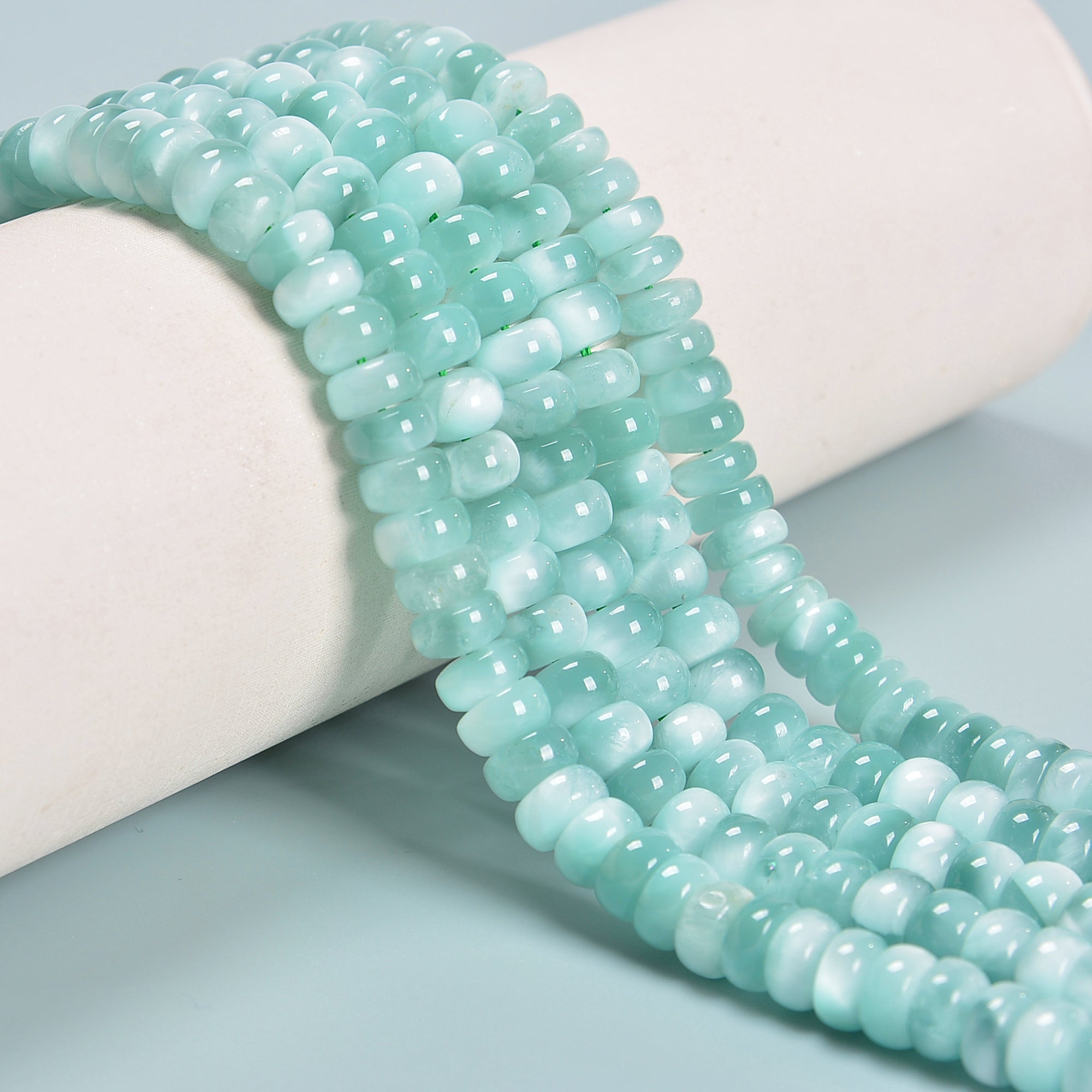 Iridescent Dark Green Moonstone Smooth Rondelle Beads 4x6mm & 5x8mm - 15.5'' Strand for Jewelry Making, DIY Crafts, and Healing Crystal Bracelets - Perfect for Necklaces, Earrings, and Spiritual Healing