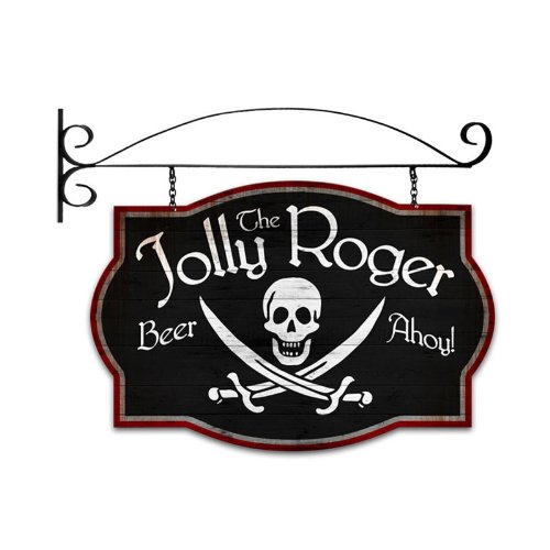 Jolly Roger Tavern Metal Sign - Vintage Pirate Wall Decor 24x16 Inches - Rustic Bar & Man Cave Wall Art for Home, Office, or Pub