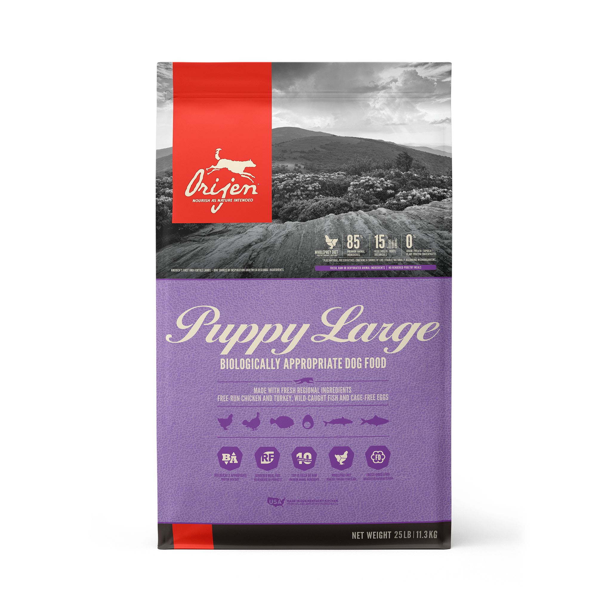 Orijen Grain Free Dry Dog Food for Large Breed Puppies - High Protein, Natural Ingredients for Healthy Growth & Development - Perfect for Active Puppies & Large Breed Dogs