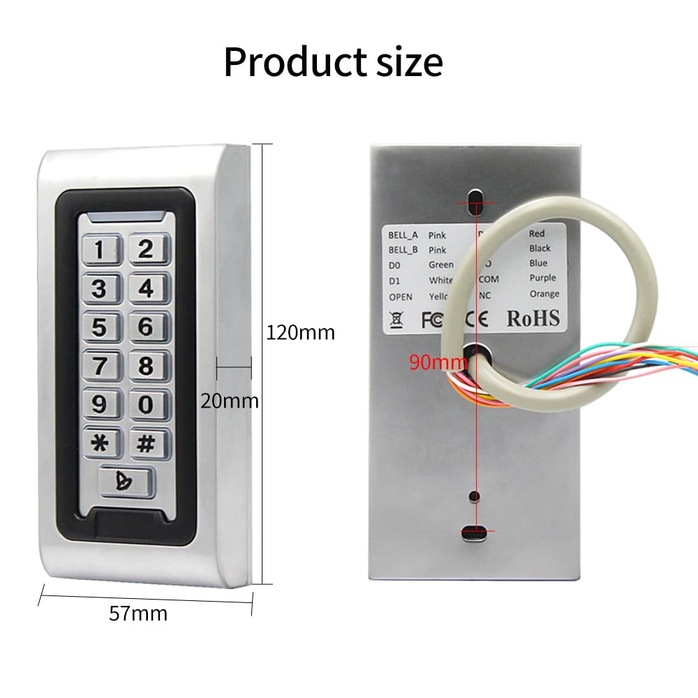 WiFi Mobile App Remote Control Keypad - IP68 Waterproof Metal RFID Door Access System with 2000 User Capacity, Wiegand 26-bit & Proximity Card Support | Perfect for Home Security, Office Entry, and Smart Building Access Control