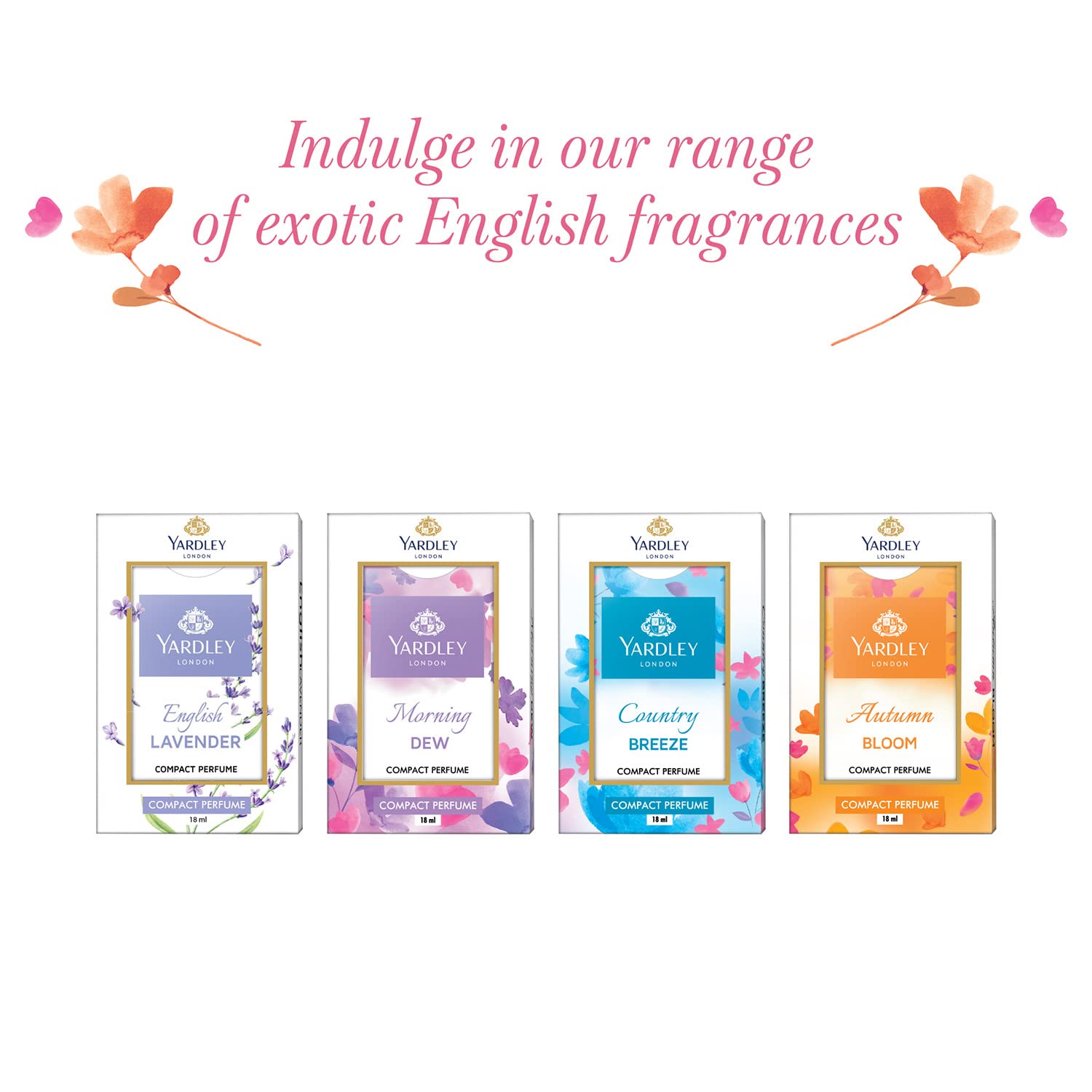 Yardley London Premium Compact Perfume Spray for Women - Autumn Bloom, Country Breeze & Morning Dew Trio Set | Floral Fragrance | 90% Naturally Derived | 18ml Each | Perfect for Daily Wear, Office & Special Occasions