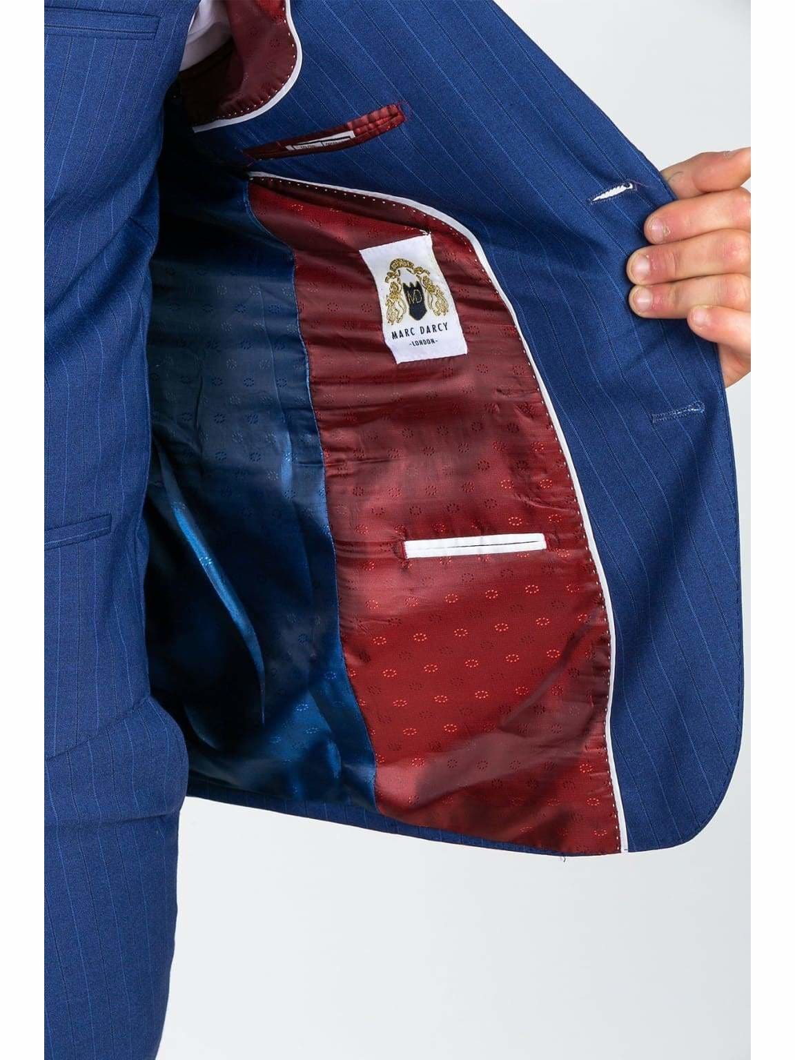 Marc Darcy Conrad Royal Blue Pinstripe Suit for Men | Premium Business Formal Attire | Perfect for Weddings, Office & Special Occasions